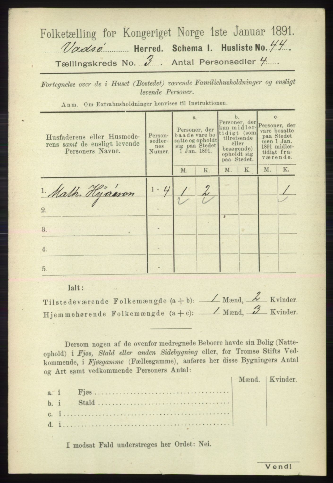 RA, 1891 census for 2029 Vadsø, 1891, p. 813