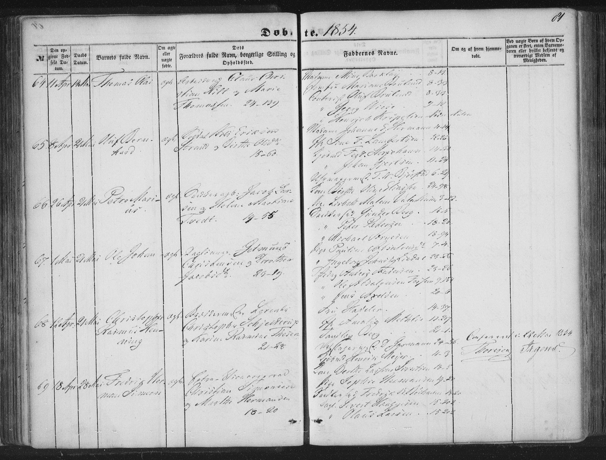 Korskirken sokneprestembete, SAB/A-76101/H/Haa/L0017: Parish register (official) no. B 3, 1851-1857, p. 81