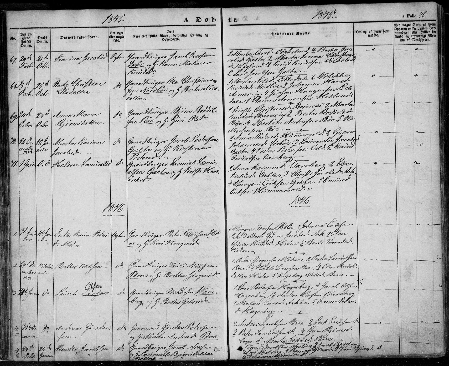 Rennesøy sokneprestkontor, SAST/A -101827/H/Ha/Haa/L0005: Parish register (official) no. A 5, 1838-1859, p. 46