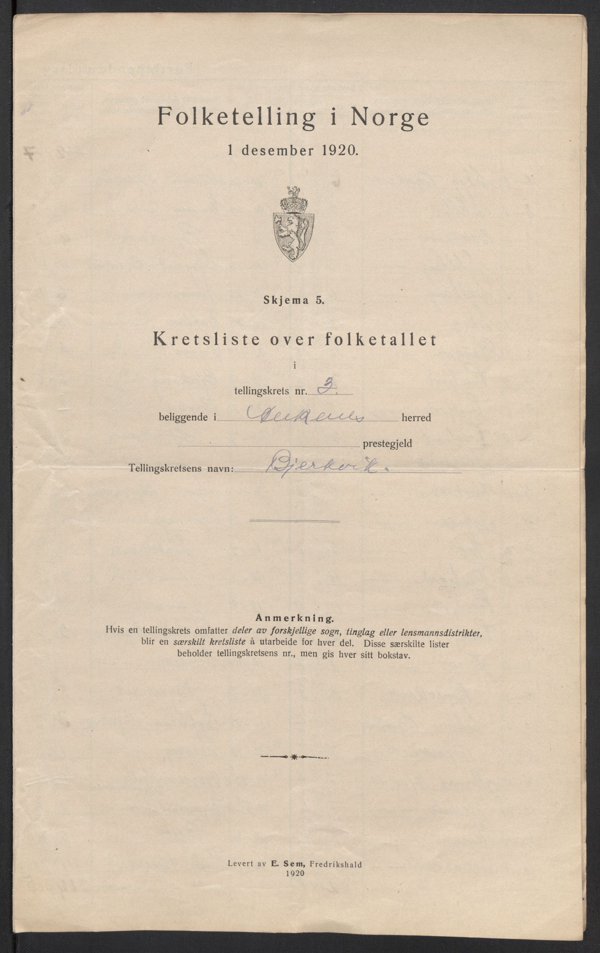 SAT, 1920 census for Ankenes, 1920, p. 25