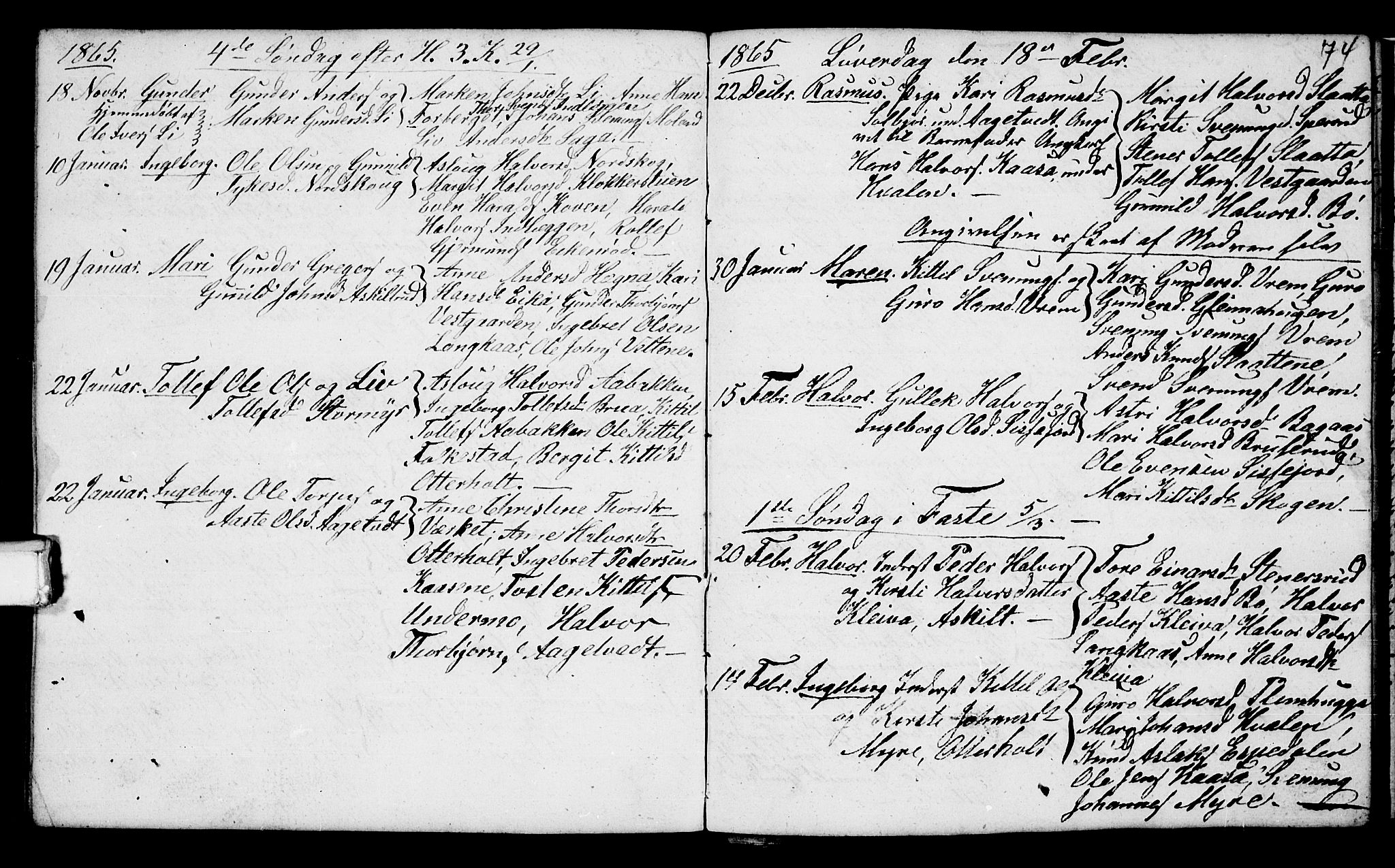 Bø kirkebøker, SAKO/A-257/G/Ga/L0002: Parish register (copy) no. 2, 1853-1866, p. 74