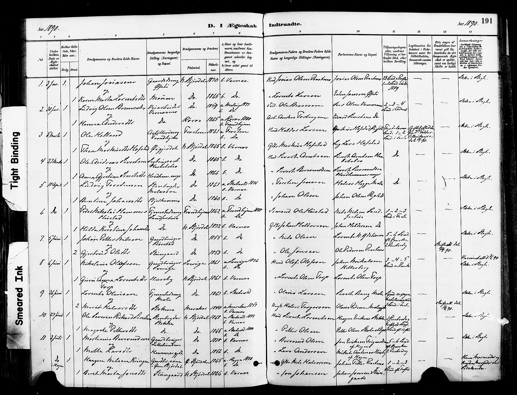 Ministerialprotokoller, klokkerbøker og fødselsregistre - Nord-Trøndelag, SAT/A-1458/709/L0077: Parish register (official) no. 709A17, 1880-1895, p. 191