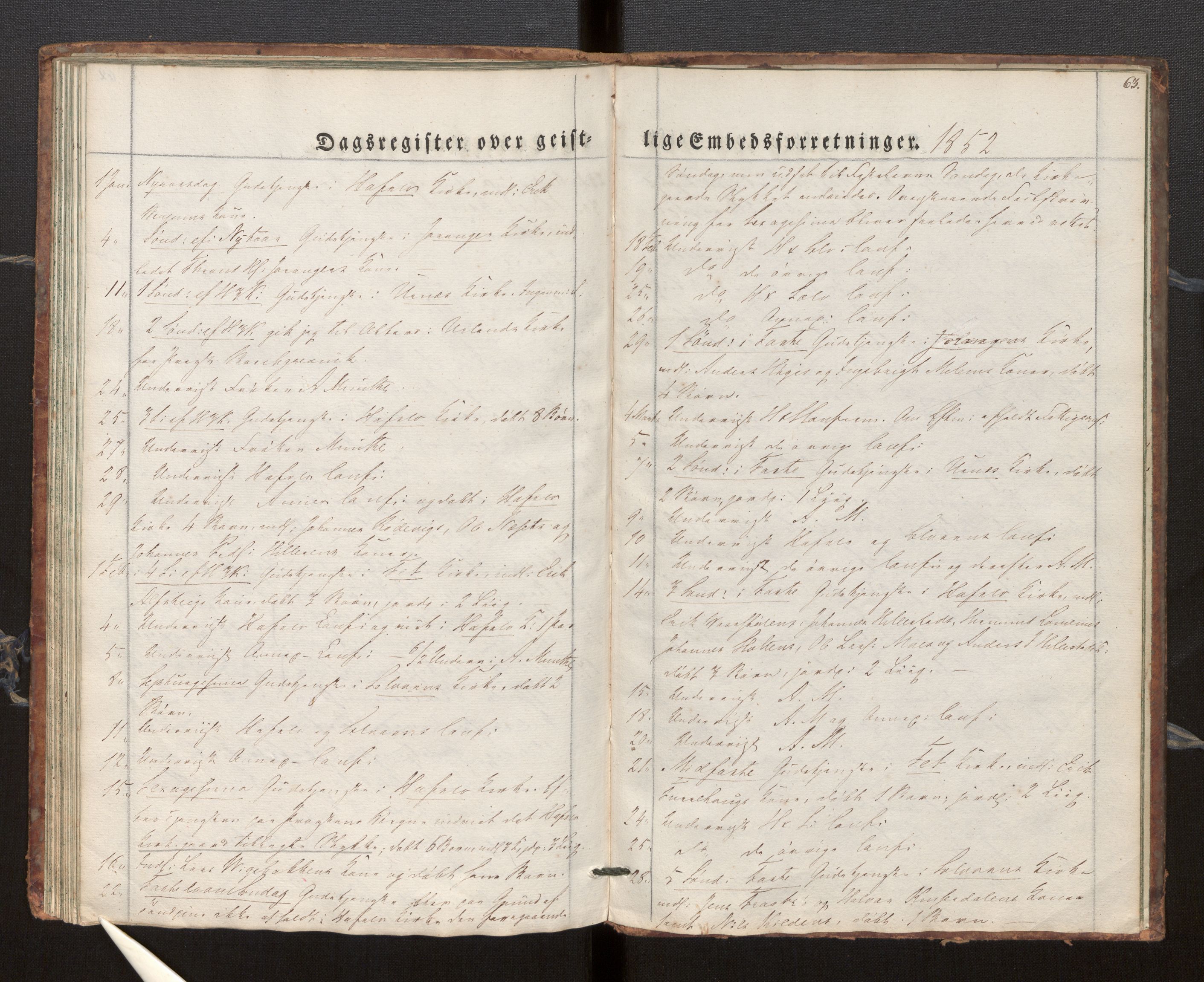 Hafslo sokneprestembete, SAB/A-80301/H/Haa/Haaf/L0001: Diary records no. F 1, 1834-1854, p. 63