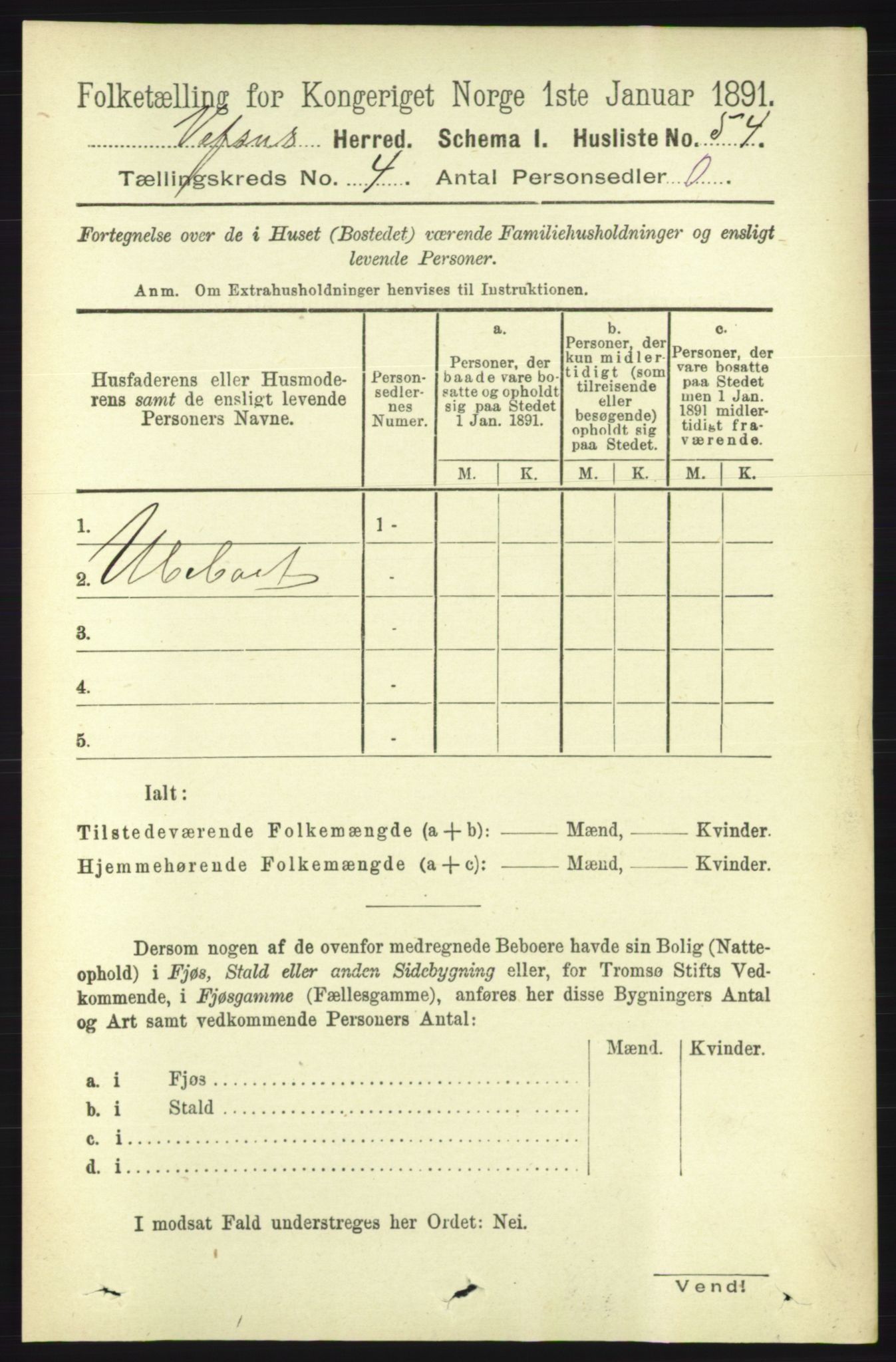 RA, 1891 census for 1824 Vefsn, 1891, p. 1616