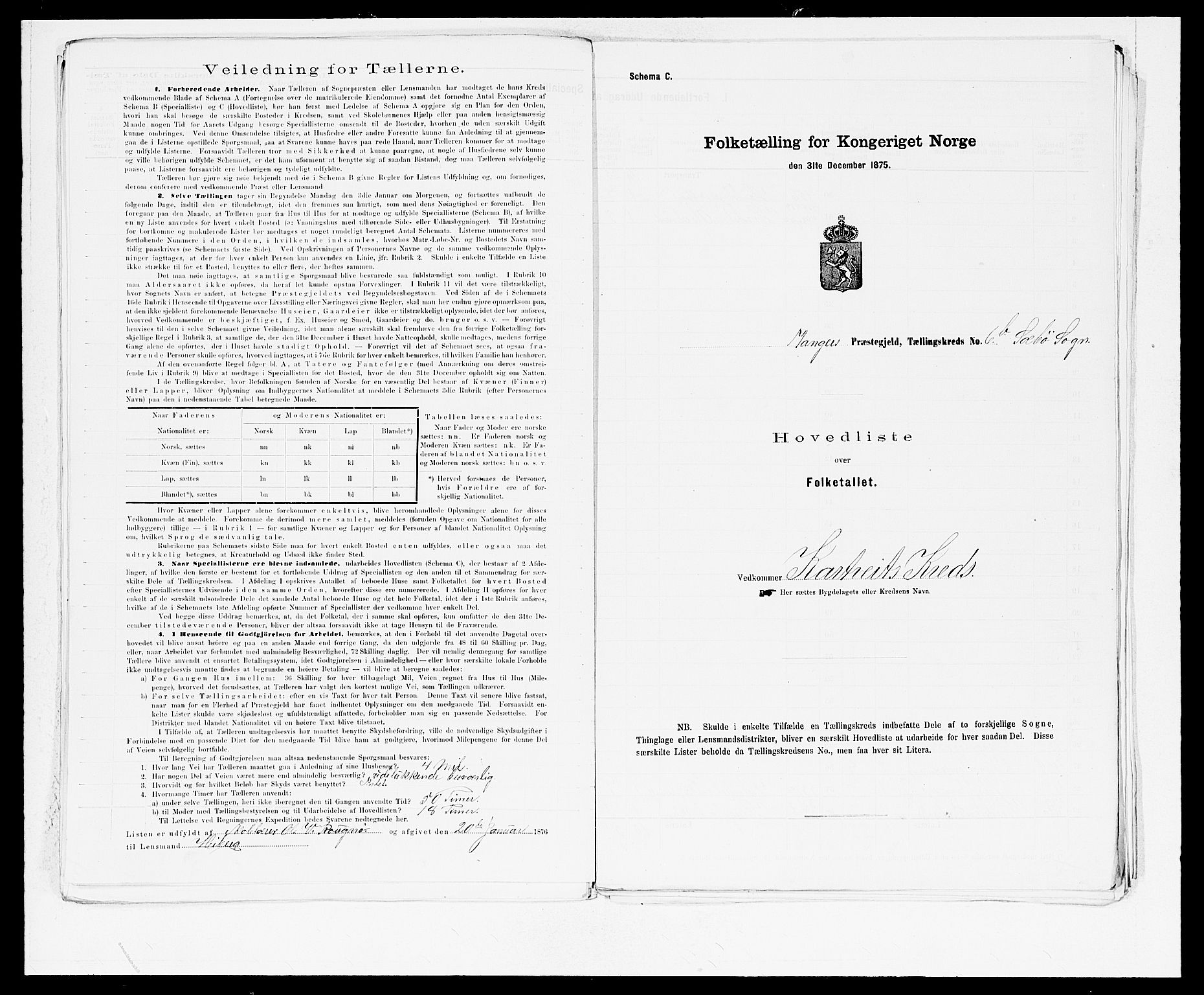 SAB, 1875 census for 1261P Manger, 1875, p. 20