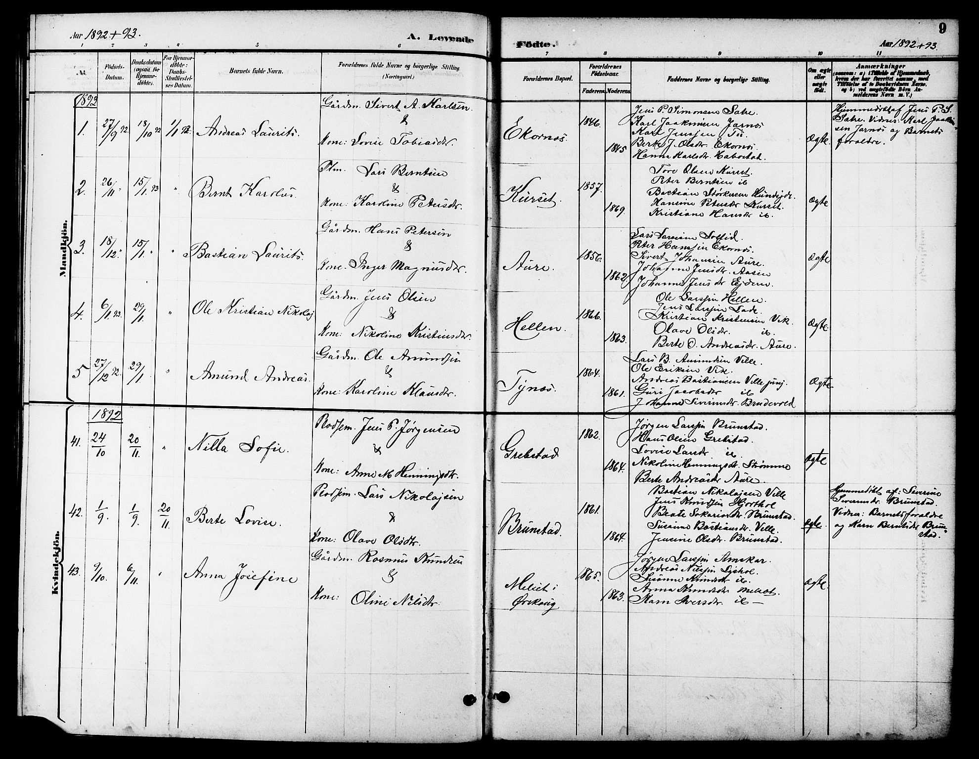 Ministerialprotokoller, klokkerbøker og fødselsregistre - Møre og Romsdal, AV/SAT-A-1454/523/L0340: Parish register (copy) no. 523C03, 1892-1902, p. 9