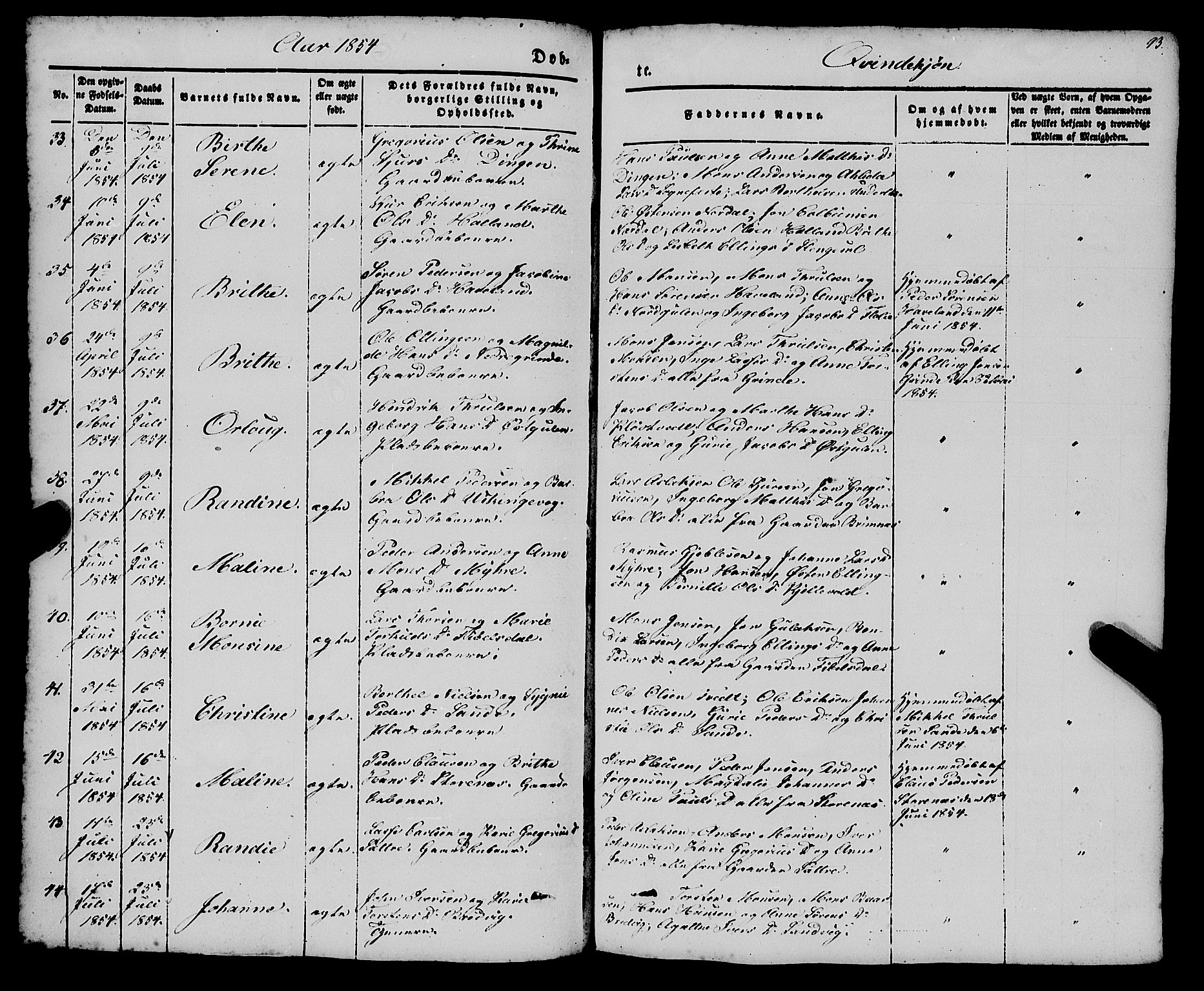 Gulen sokneprestembete, AV/SAB-A-80201/H/Haa/Haaa/L0021: Parish register (official) no. A 21, 1848-1858, p. 93