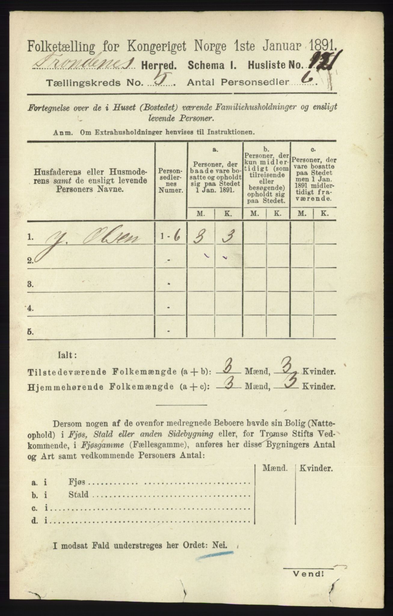 RA, 1891 census for 1914 Trondenes, 1891, p. 2816