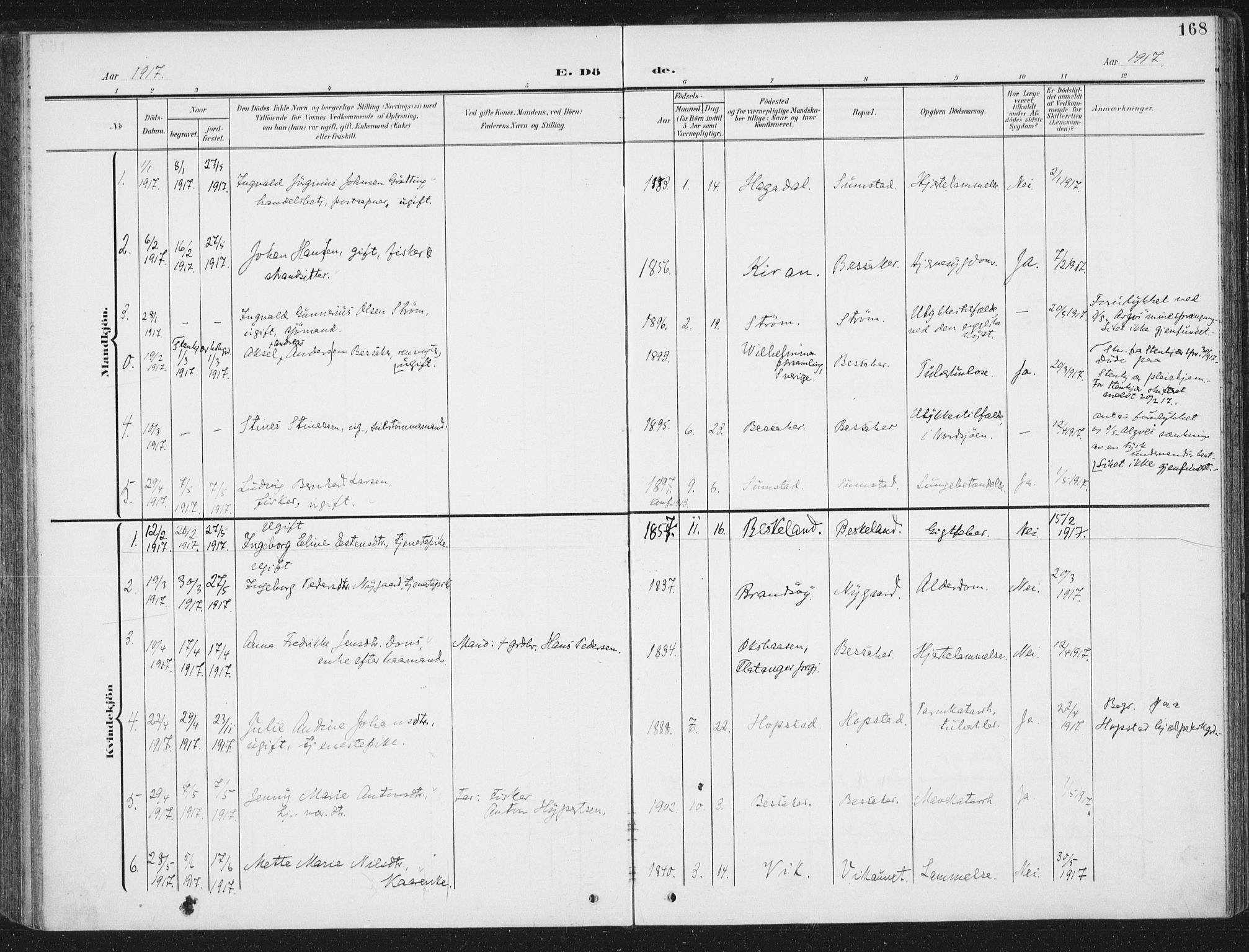 Ministerialprotokoller, klokkerbøker og fødselsregistre - Sør-Trøndelag, AV/SAT-A-1456/657/L0709: Parish register (official) no. 657A10, 1905-1919, p. 168