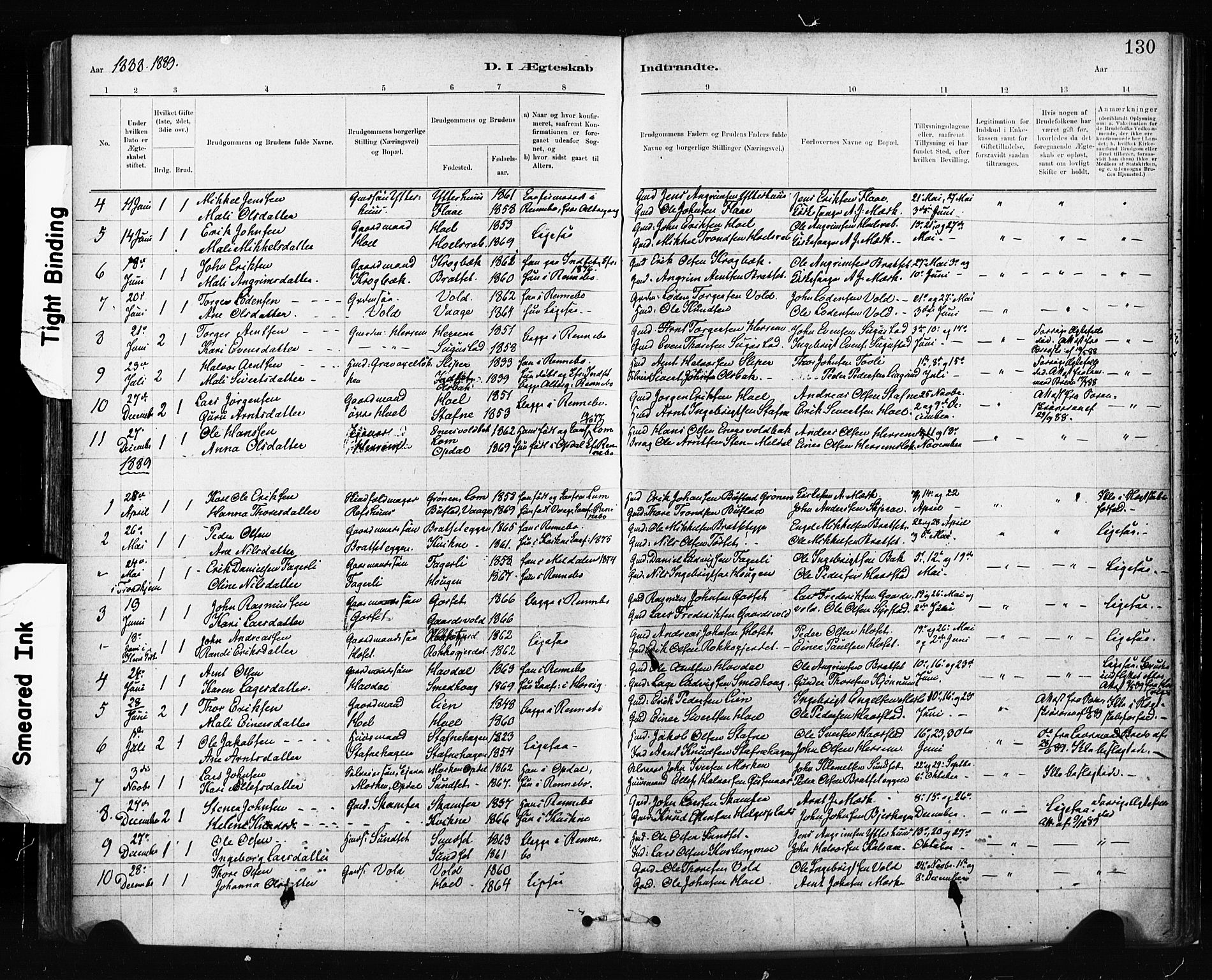 Ministerialprotokoller, klokkerbøker og fødselsregistre - Sør-Trøndelag, SAT/A-1456/674/L0871: Parish register (official) no. 674A03, 1880-1896, p. 130