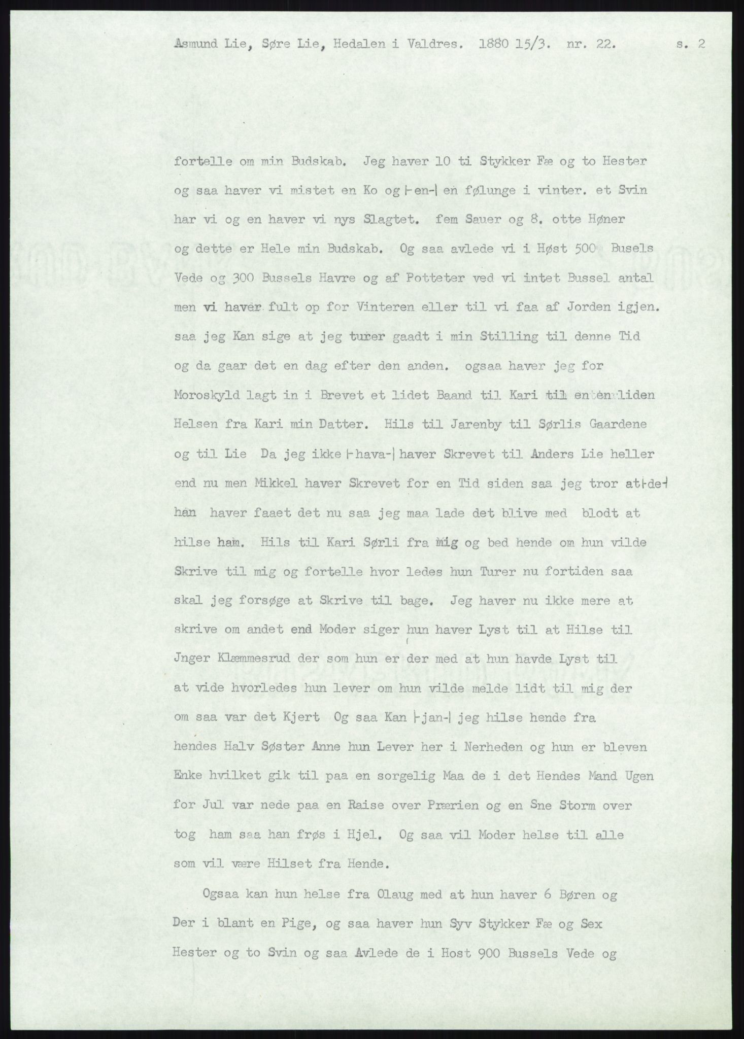 Samlinger til kildeutgivelse, Amerikabrevene, AV/RA-EA-4057/F/L0012: Innlån fra Oppland: Lie (brevnr 1-78), 1838-1914, p. 271