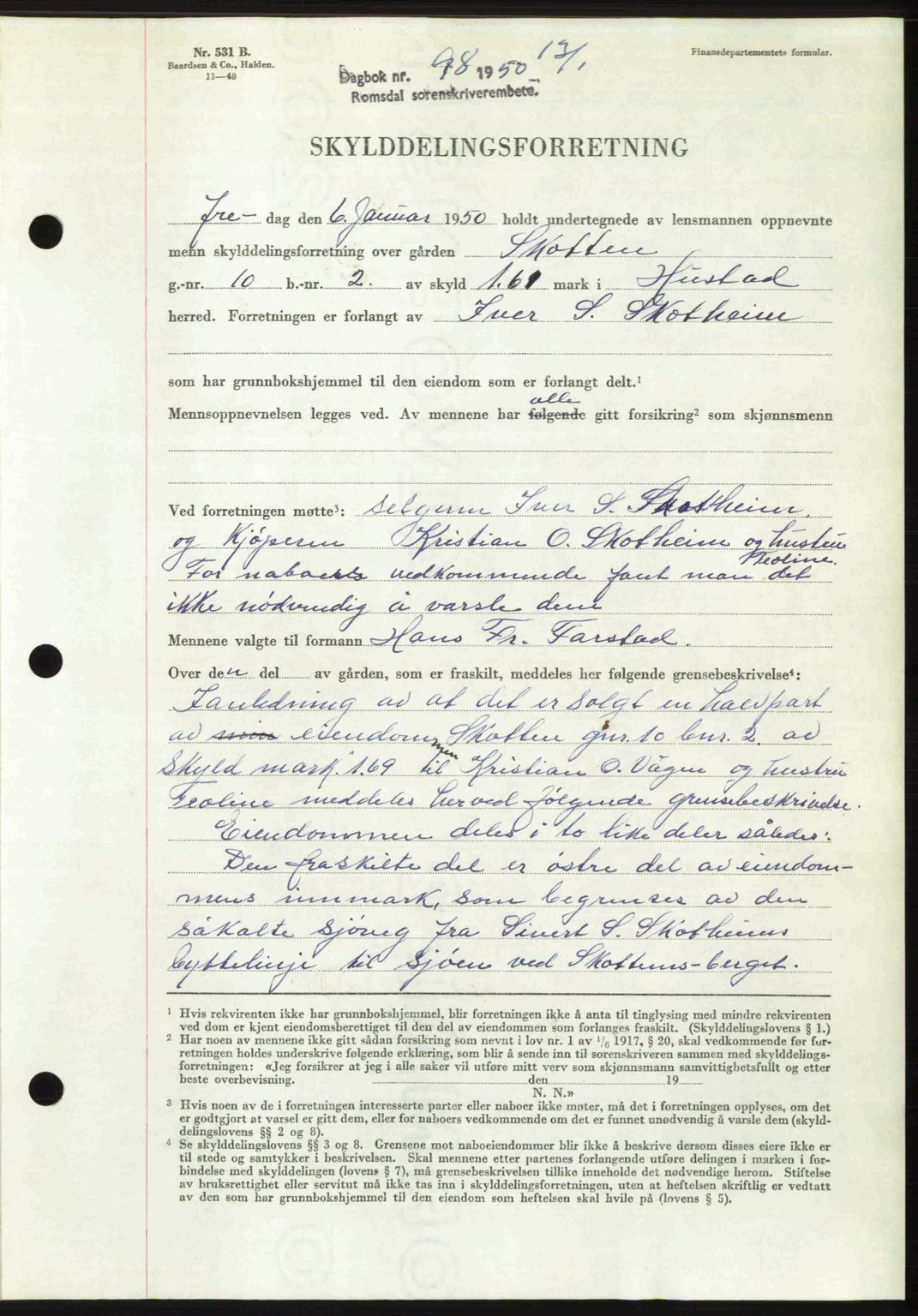 Romsdal sorenskriveri, AV/SAT-A-4149/1/2/2C: Mortgage book no. A32, 1950-1950, Diary no: : 98/1950