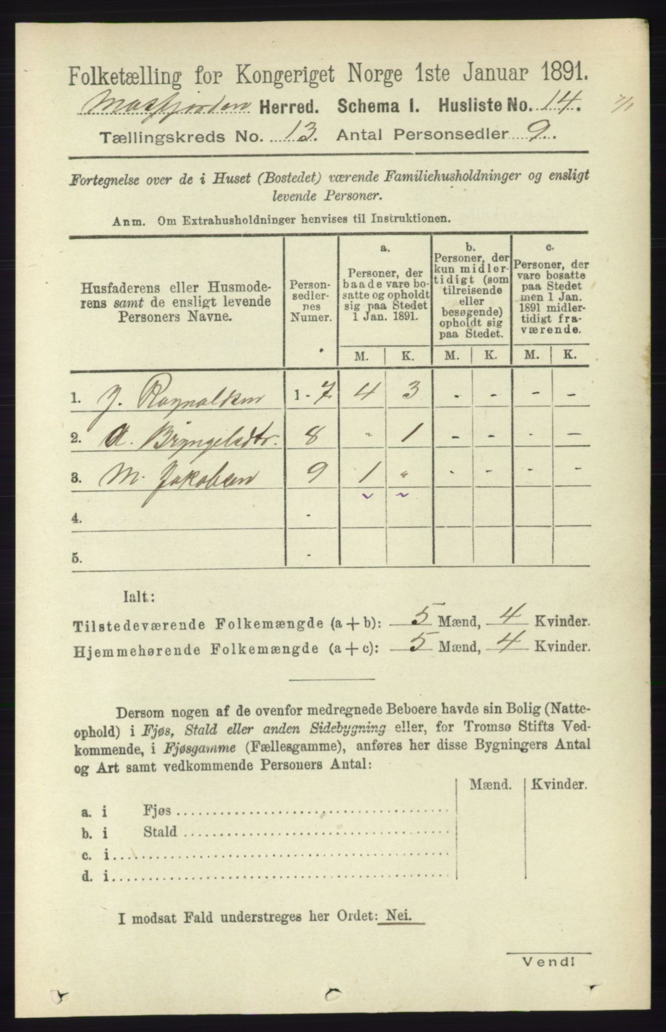 RA, 1891 census for 1266 Masfjorden, 1891, p. 2616