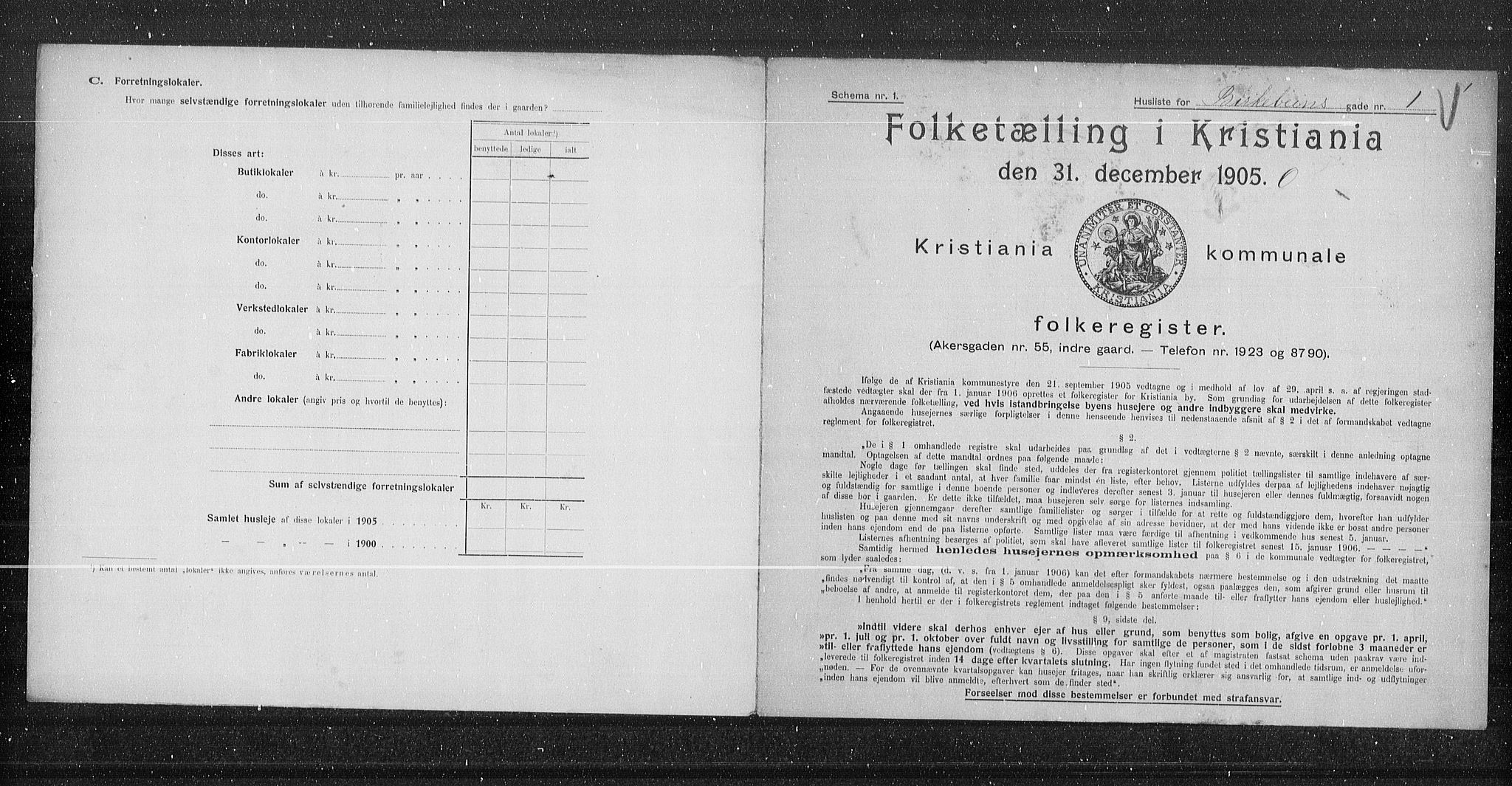 OBA, Municipal Census 1905 for Kristiania, 1905, p. 2383