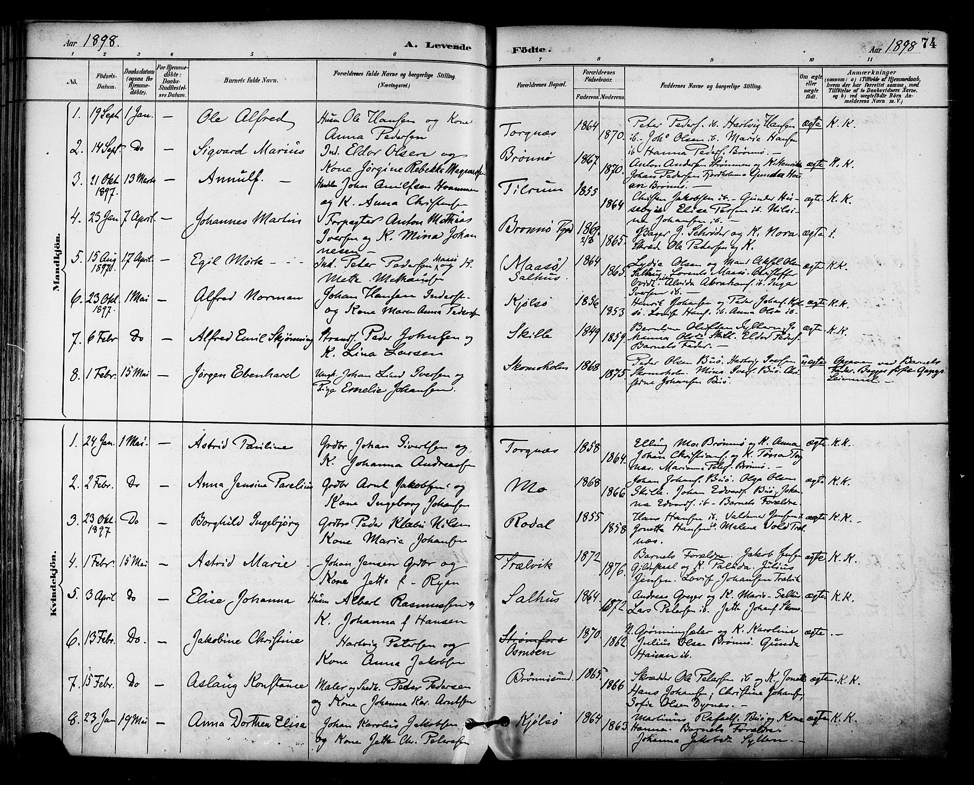 Ministerialprotokoller, klokkerbøker og fødselsregistre - Nordland, SAT/A-1459/813/L0200: Parish register (official) no. 813A10, 1886-1900, p. 74