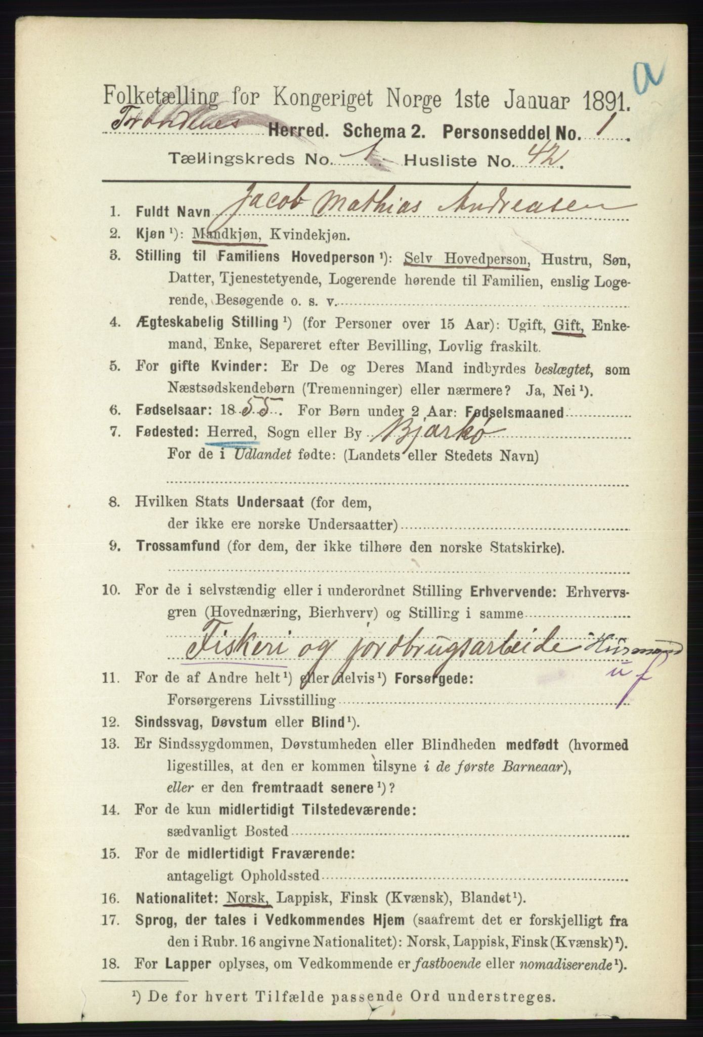 RA, 1891 census for 1914 Trondenes, 1891, p. 402