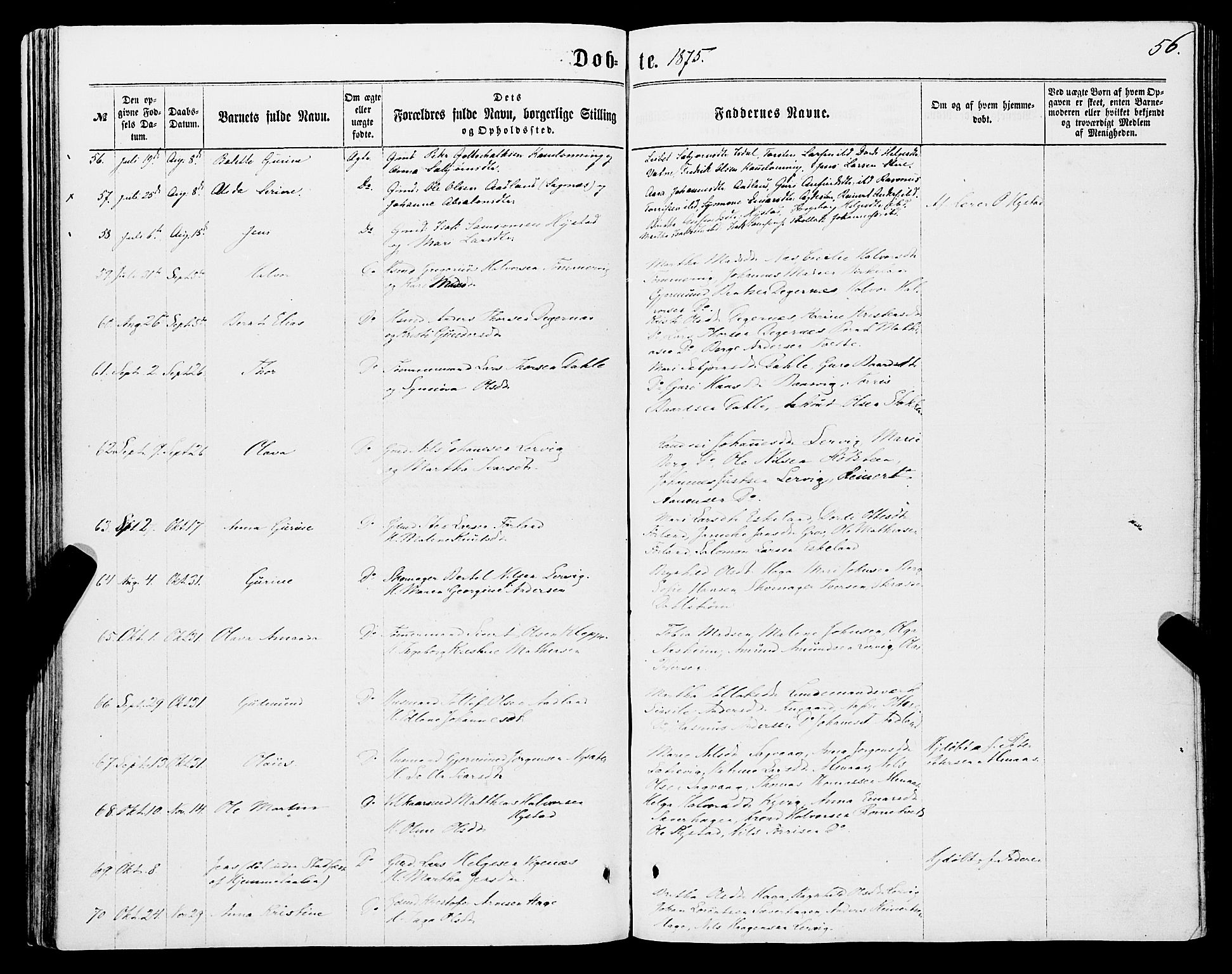 Stord sokneprestembete, SAB/A-78201/H/Haa: Parish register (official) no. B 1, 1862-1877, p. 56