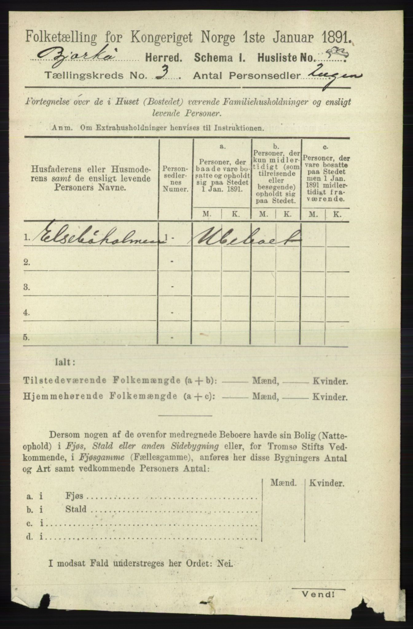 RA, 1891 census for 1915 Bjarkøy, 1891, p. 1539