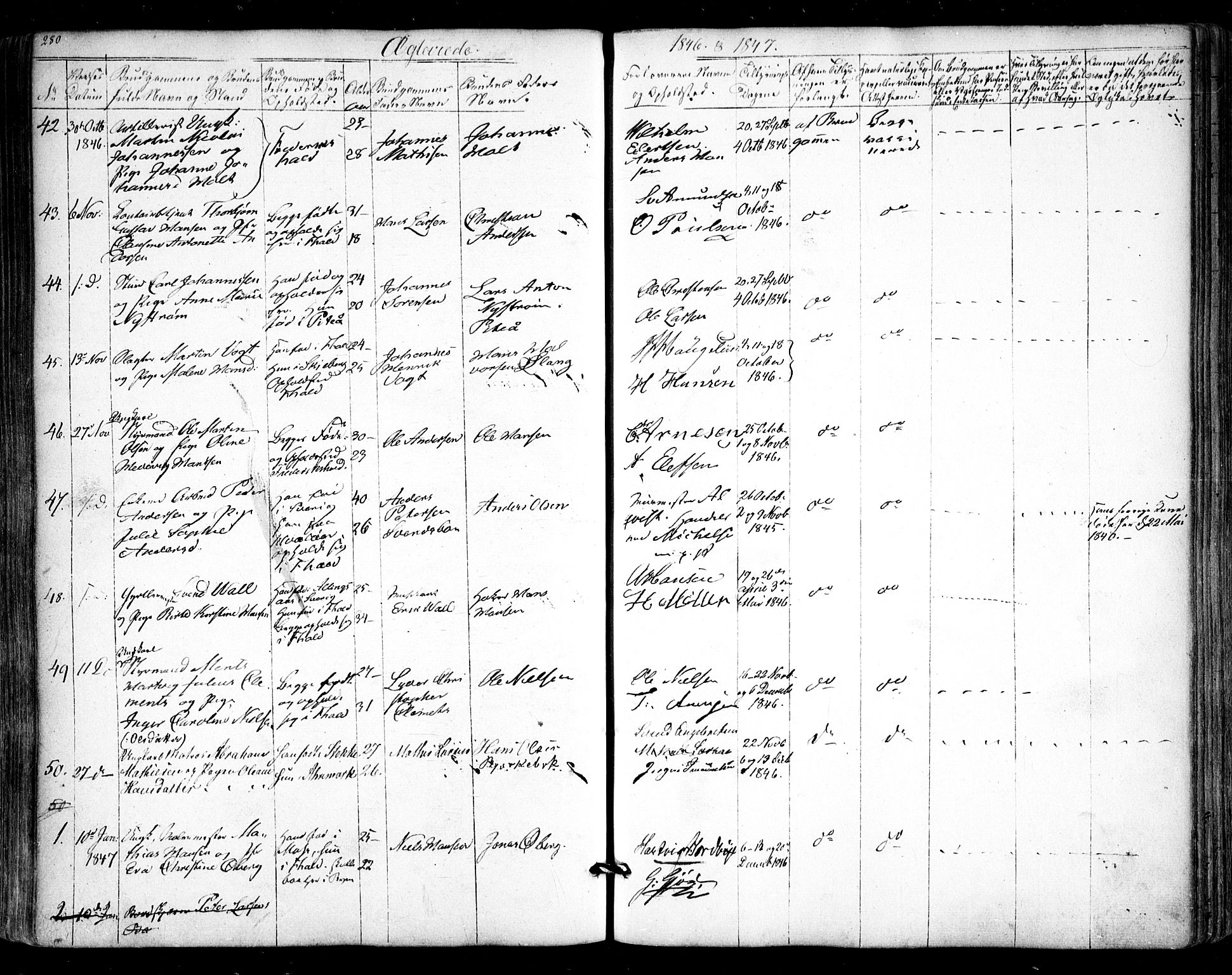 Halden prestekontor Kirkebøker, AV/SAO-A-10909/F/Fa/L0006: Parish register (official) no. I 6, 1845-1856, p. 280