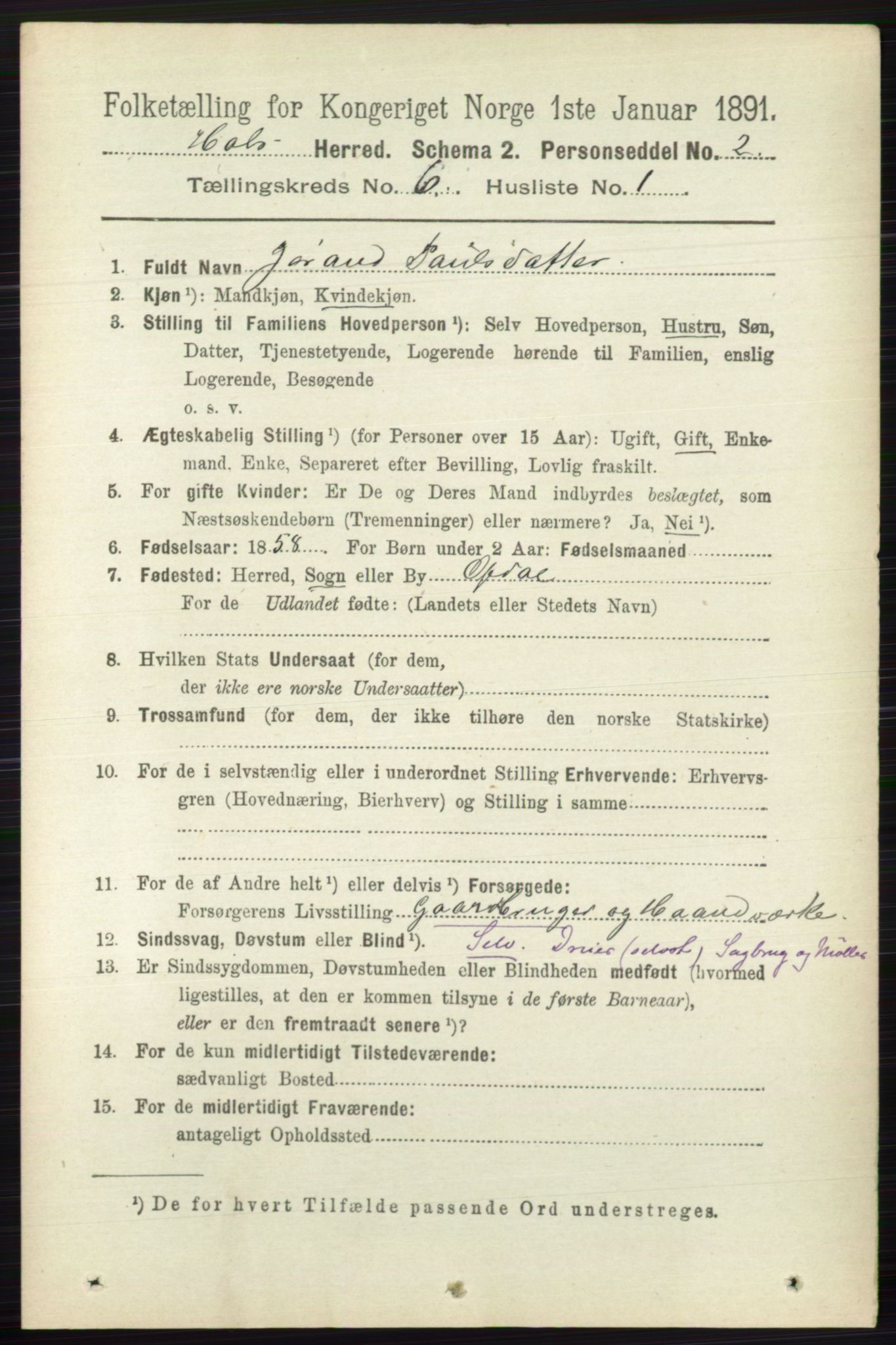 RA, 1891 census for 0620 Hol, 1891, p. 1748