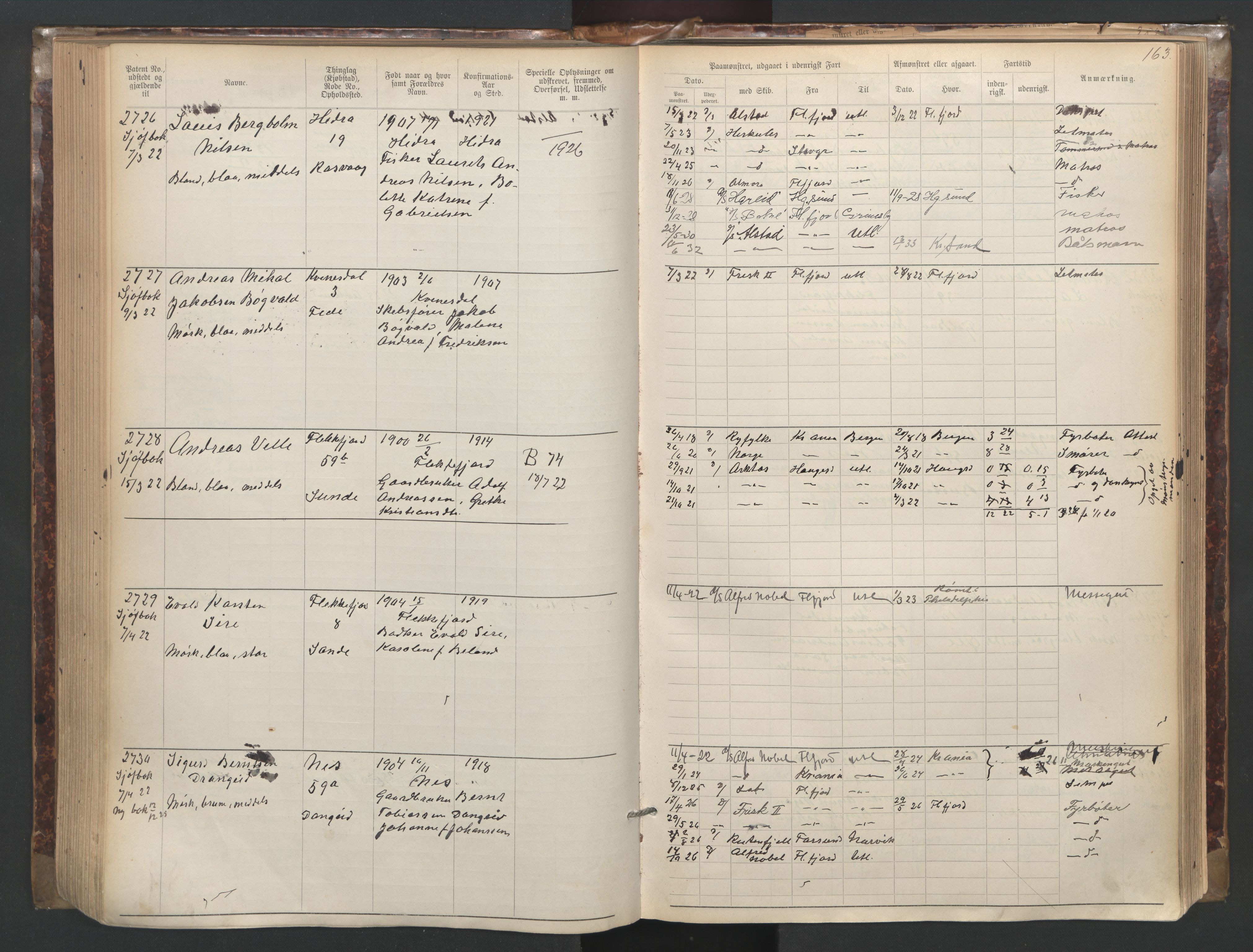 Flekkefjord mønstringskrets, SAK/2031-0018/F/Fa/L0003: Annotasjonsrulle nr 1921-2963 med register, N-3, 1892-1948, p. 195