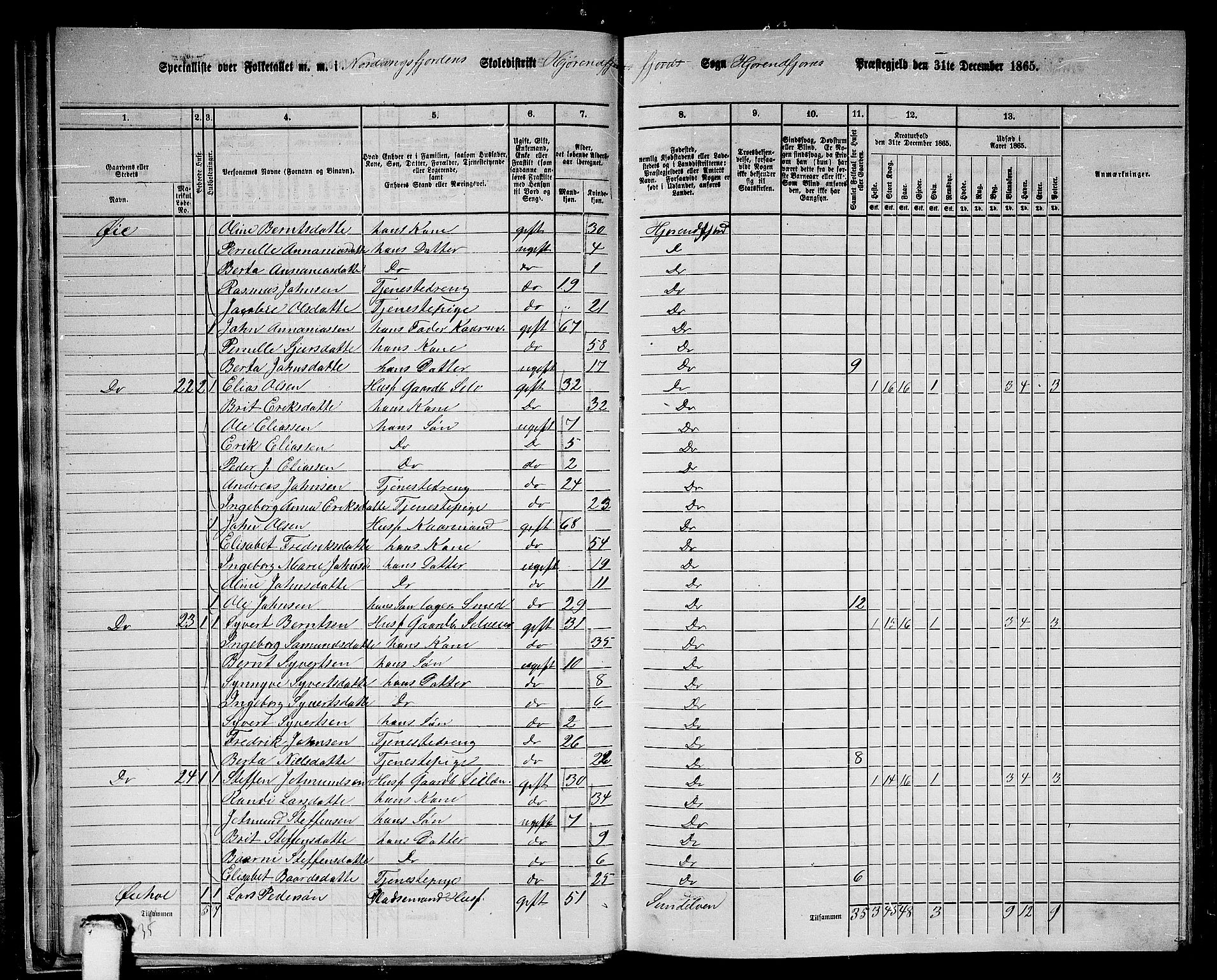 RA, 1865 census for Hjørundfjord, 1865, p. 25