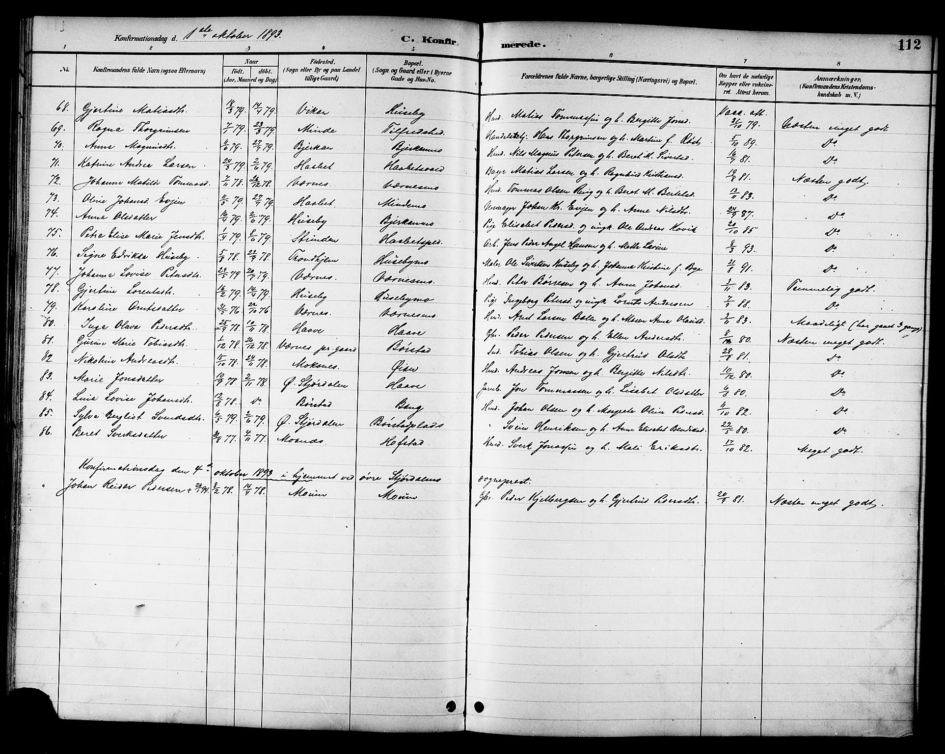 Ministerialprotokoller, klokkerbøker og fødselsregistre - Nord-Trøndelag, SAT/A-1458/709/L0087: Parish register (copy) no. 709C01, 1892-1913, p. 112