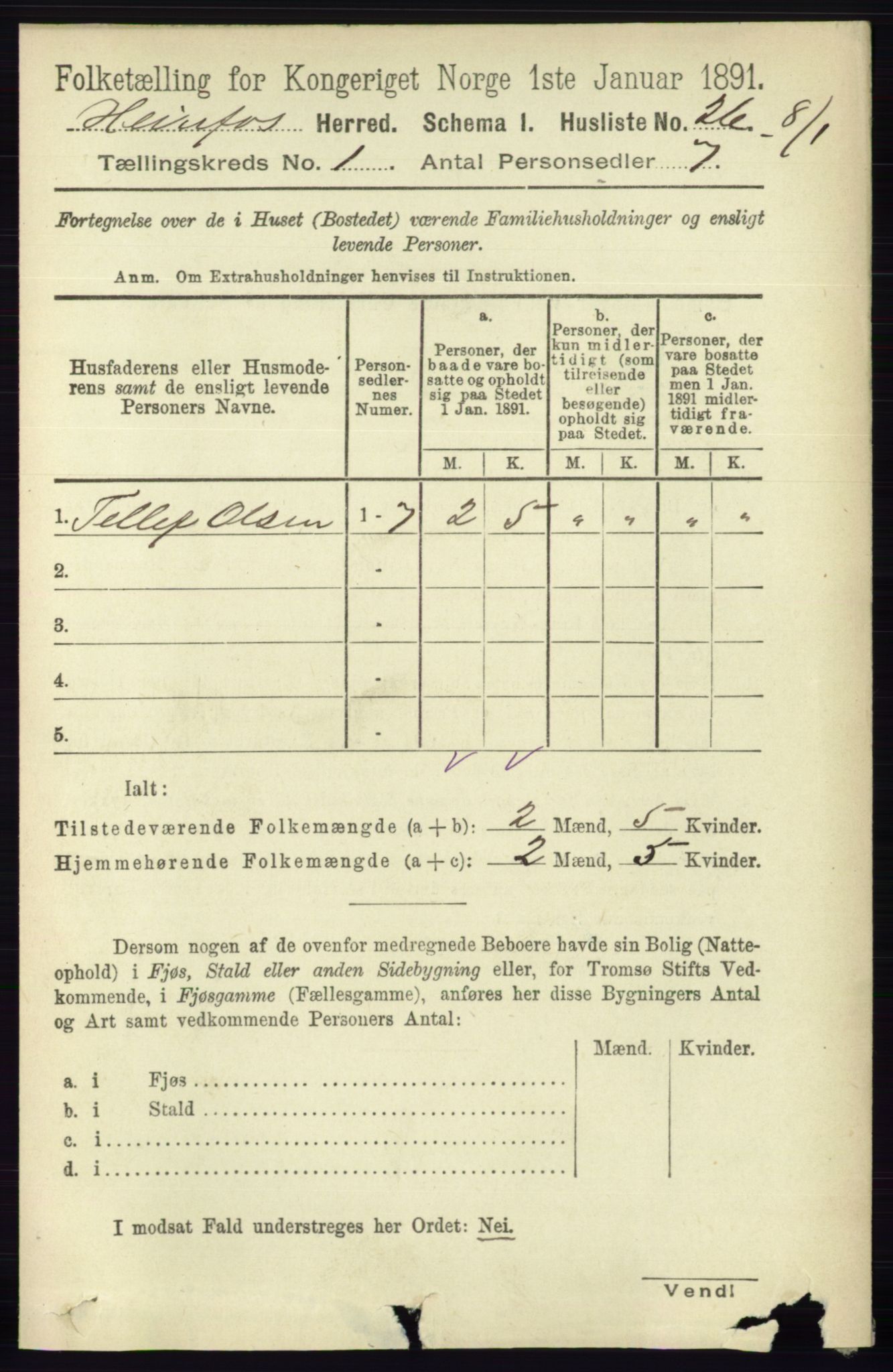 RA, 1891 census for 0933 Herefoss, 1891, p. 38