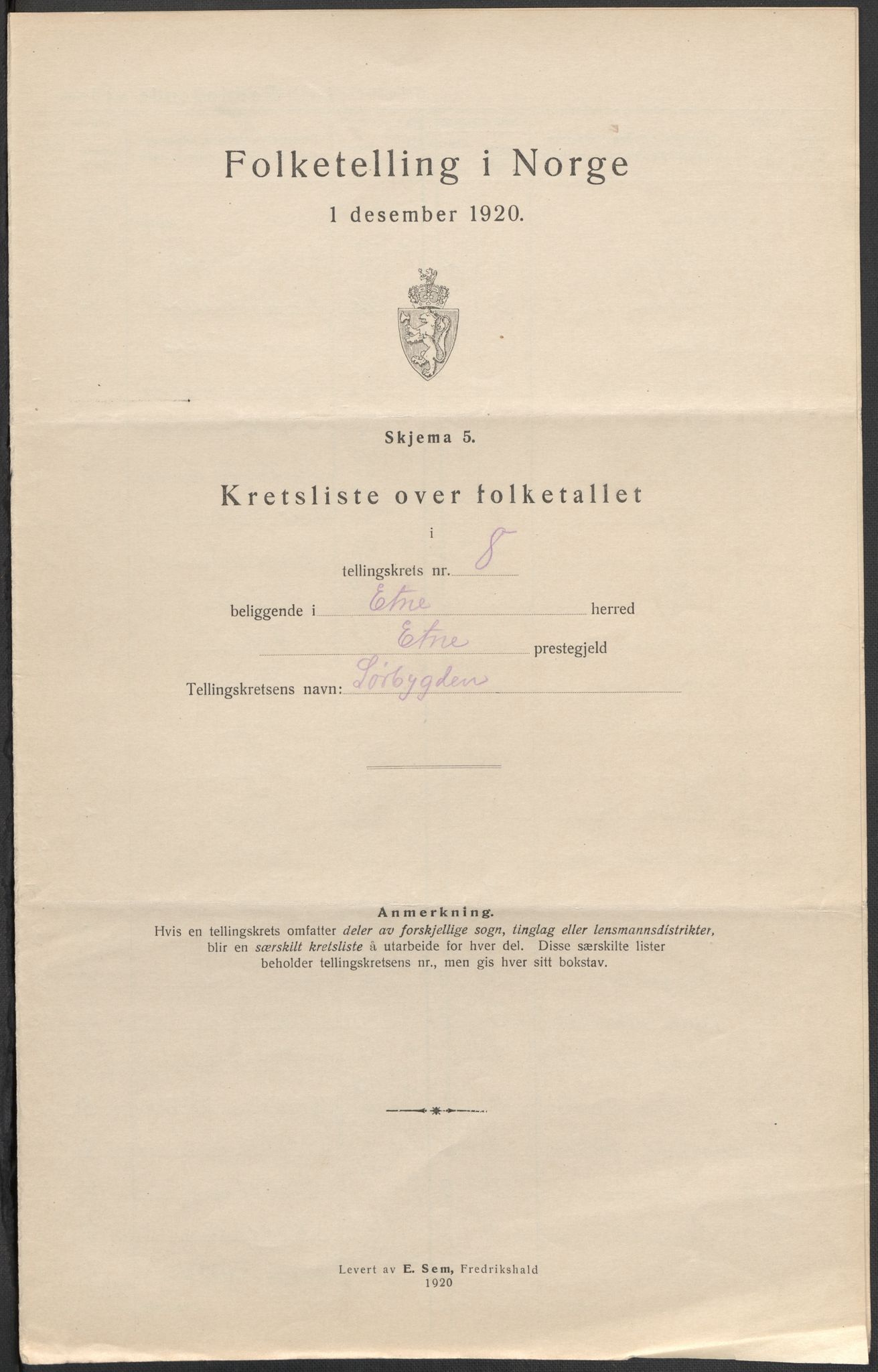 SAB, 1920 census for Etne, 1920, p. 25