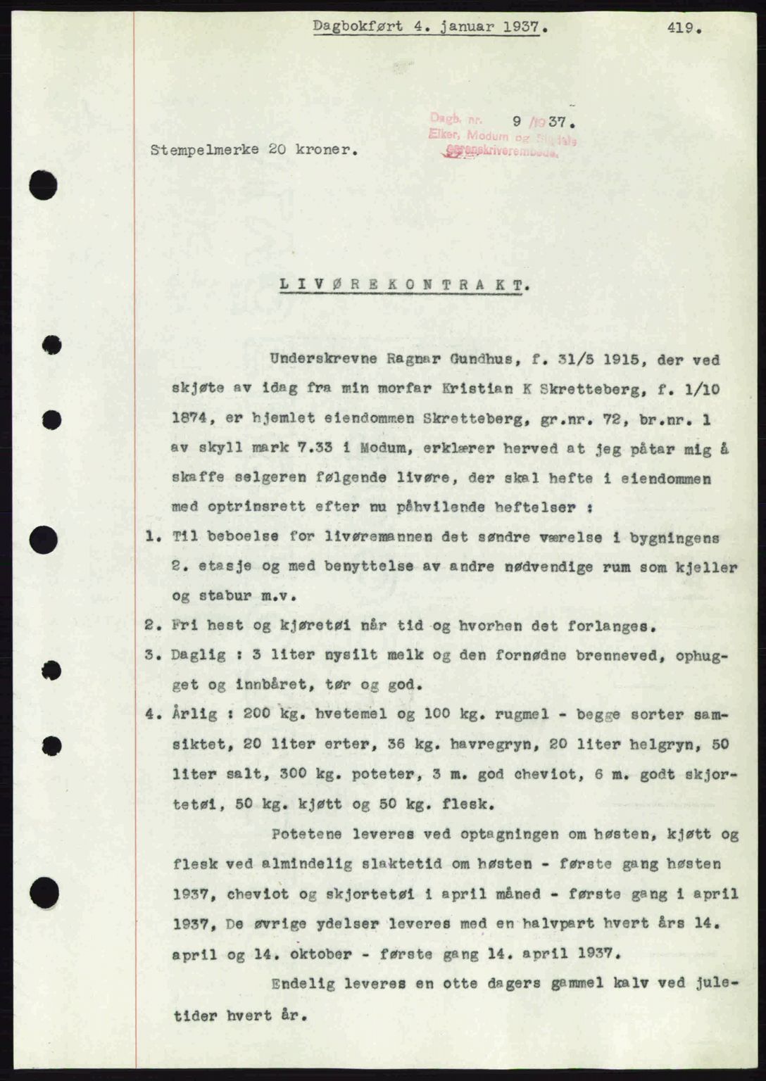 Eiker, Modum og Sigdal sorenskriveri, SAKO/A-123/G/Ga/Gab/L0034: Mortgage book no. A4, 1936-1937, Diary no: : 9/1937