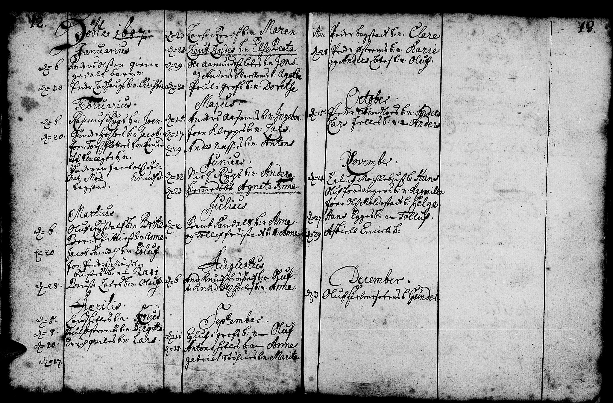 Gloppen sokneprestembete, AV/SAB-A-80101/H/Haa/Haaa/L0001: Parish register (official) no. A 1, 1686-1711, p. 12-13