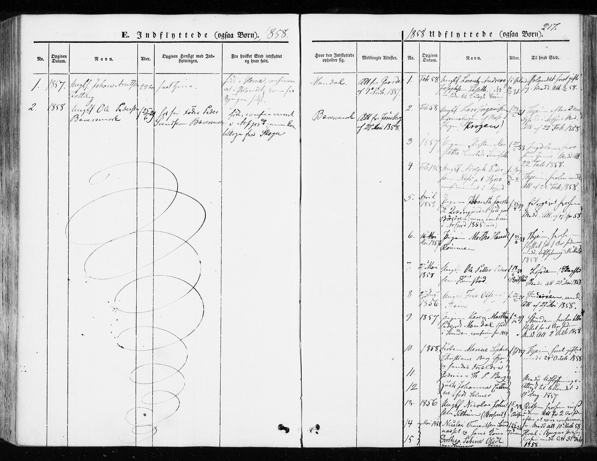 Ministerialprotokoller, klokkerbøker og fødselsregistre - Sør-Trøndelag, AV/SAT-A-1456/655/L0677: Parish register (official) no. 655A06, 1847-1860, p. 217