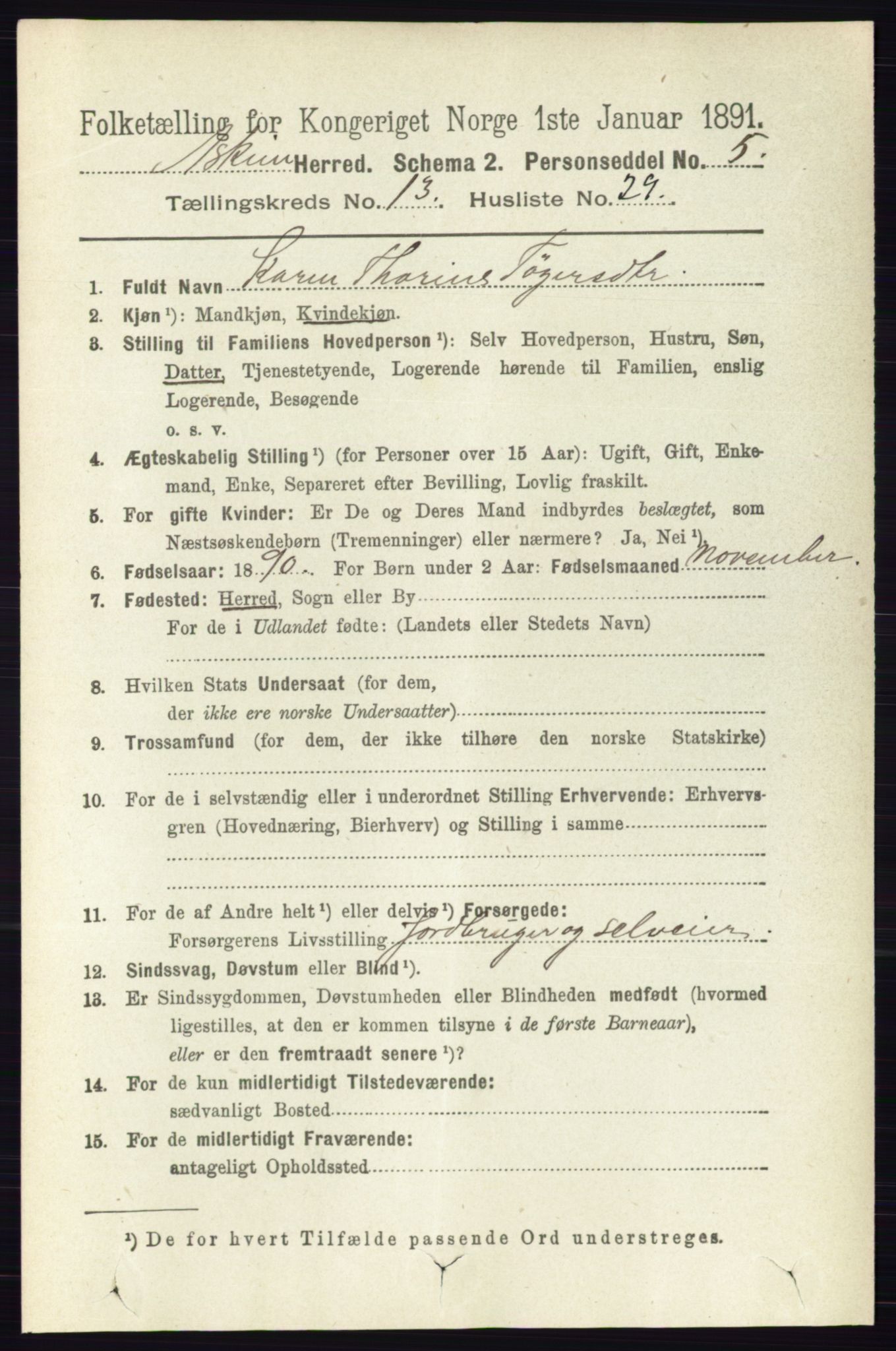 RA, 1891 census for 0124 Askim, 1891, p. 2211