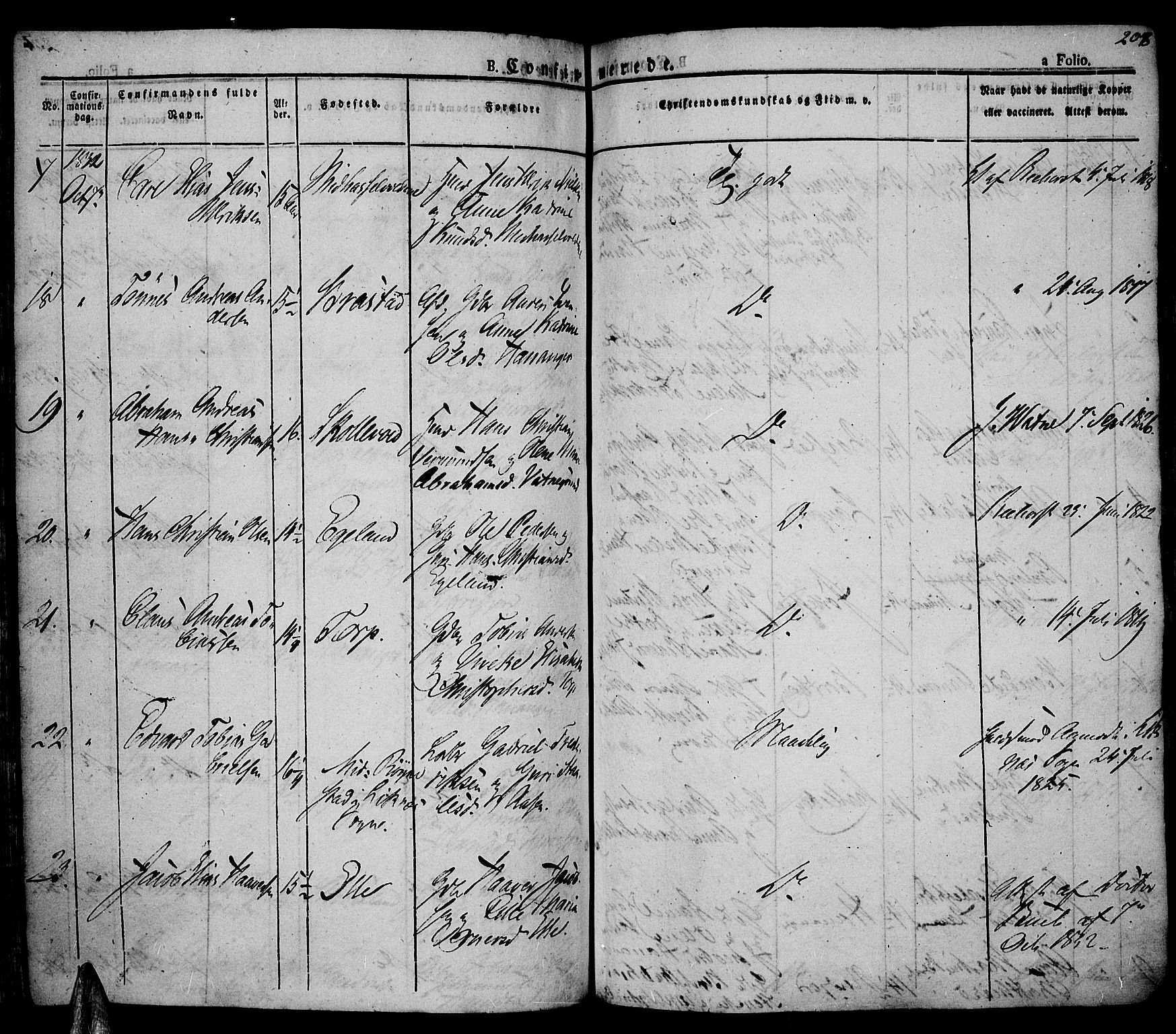 Lista sokneprestkontor, AV/SAK-1111-0027/F/Fa/L0008: Parish register (official) no. A 8, 1823-1835, p. 207