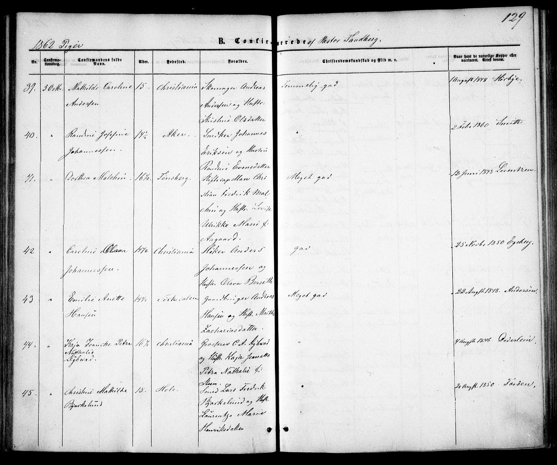Trefoldighet prestekontor Kirkebøker, AV/SAO-A-10882/F/Fb/L0001: Parish register (official) no. II 1, 1858-1871, p. 129