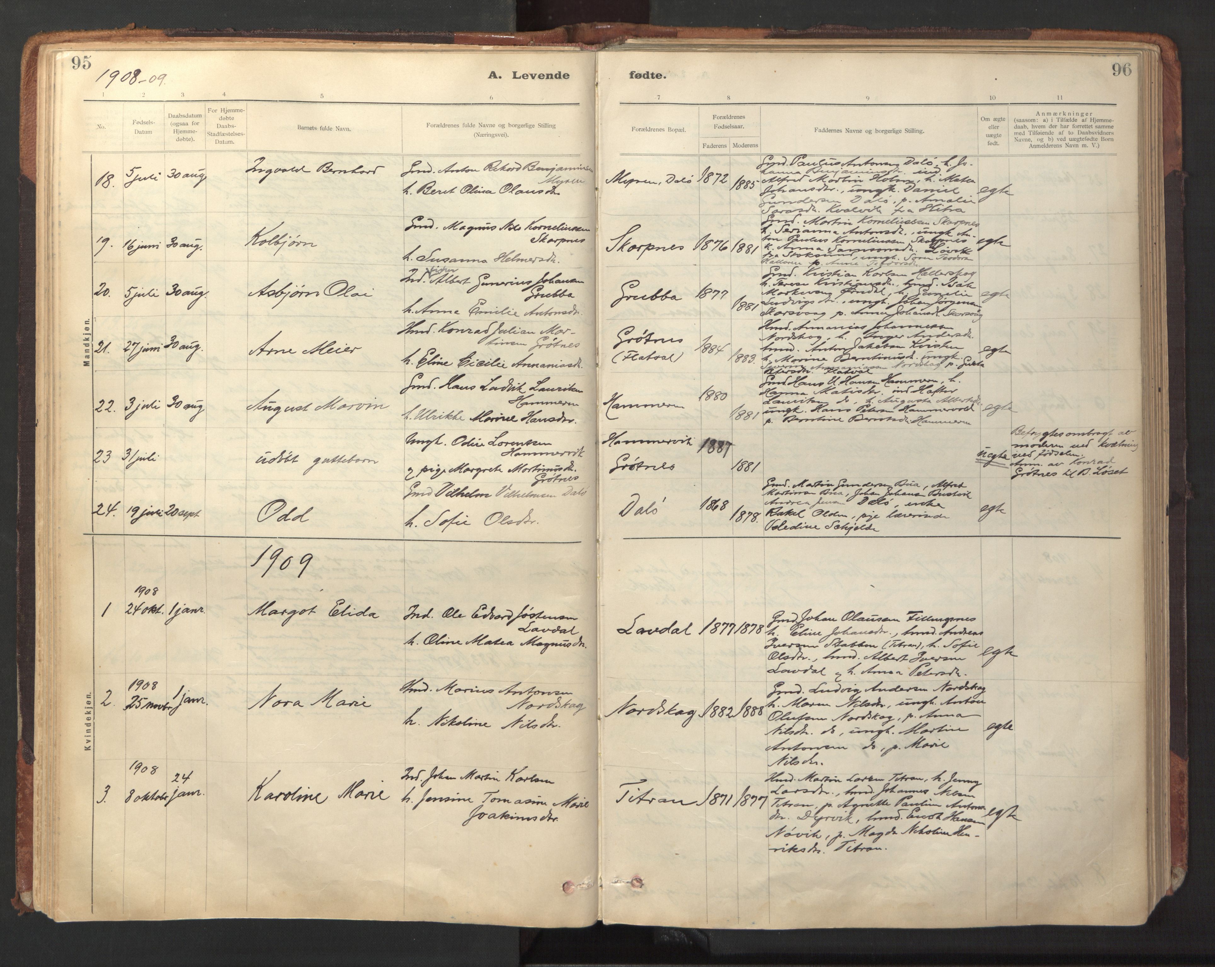 Ministerialprotokoller, klokkerbøker og fødselsregistre - Sør-Trøndelag, SAT/A-1456/641/L0596: Parish register (official) no. 641A02, 1898-1915, p. 95-96