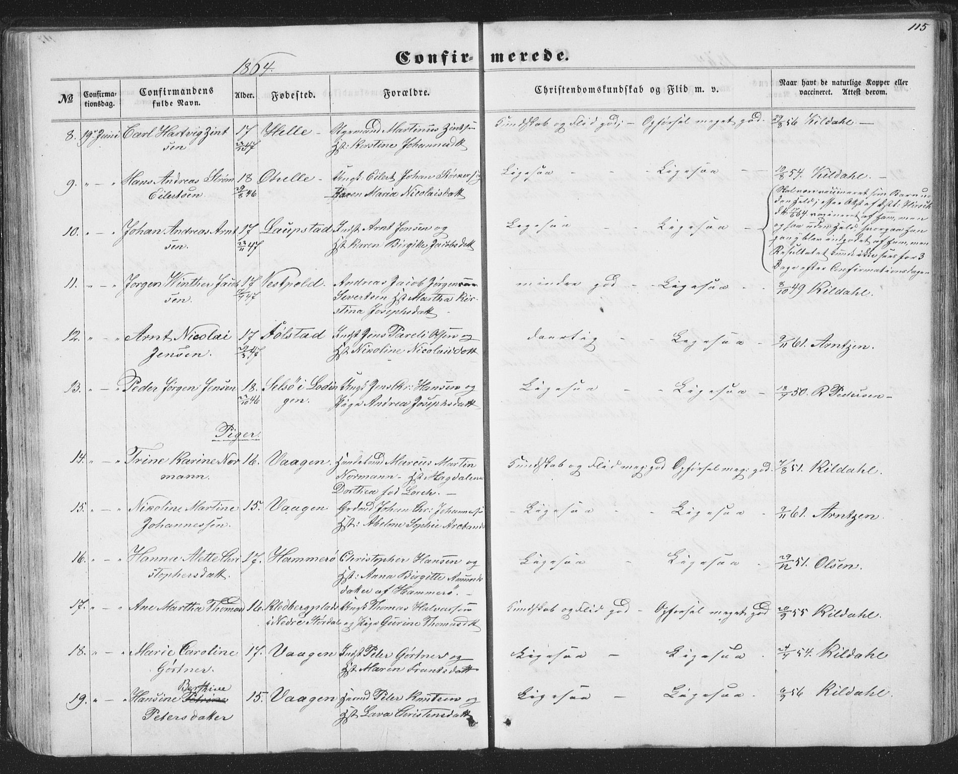 Ministerialprotokoller, klokkerbøker og fødselsregistre - Nordland, SAT/A-1459/874/L1073: Parish register (copy) no. 874C02, 1860-1870, p. 115