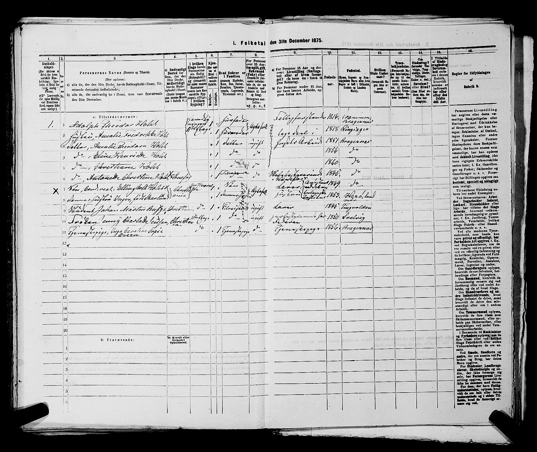 SAKO, 1875 census for 0602 Drammen, 1875, p. 1736