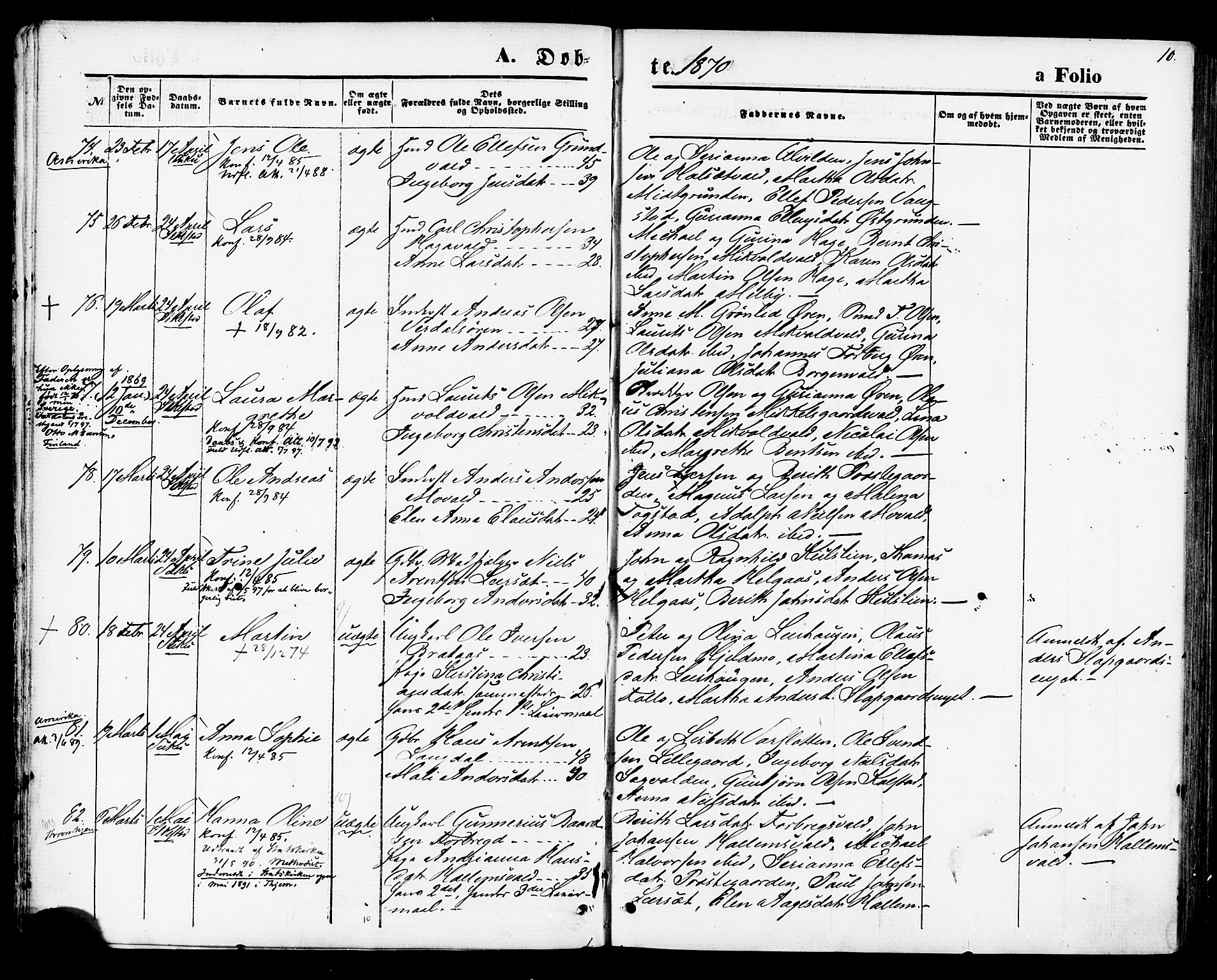 Ministerialprotokoller, klokkerbøker og fødselsregistre - Nord-Trøndelag, AV/SAT-A-1458/723/L0242: Parish register (official) no. 723A11, 1870-1880, p. 10