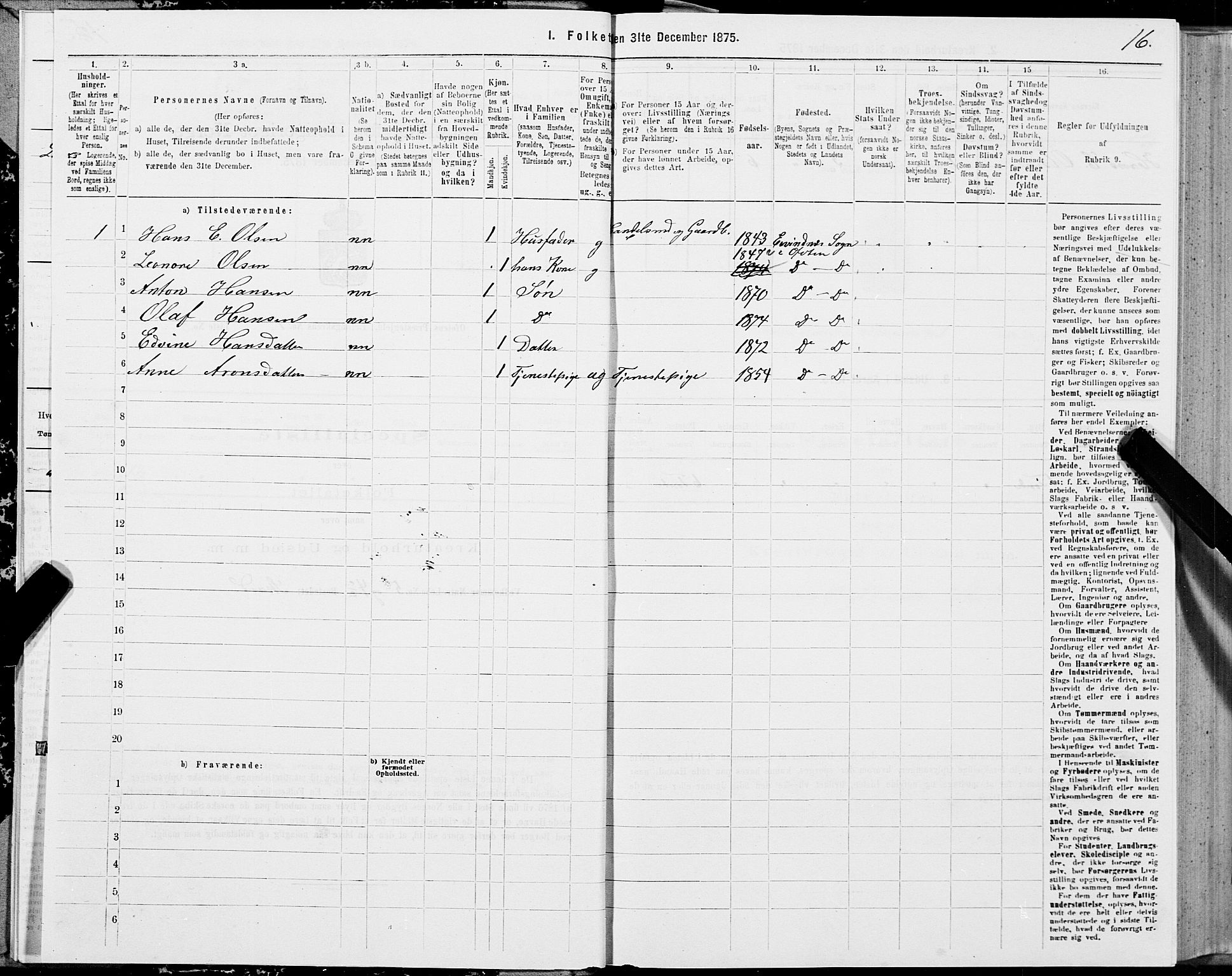 SAT, 1875 census for 1853P Ofoten, 1875, p. 1016