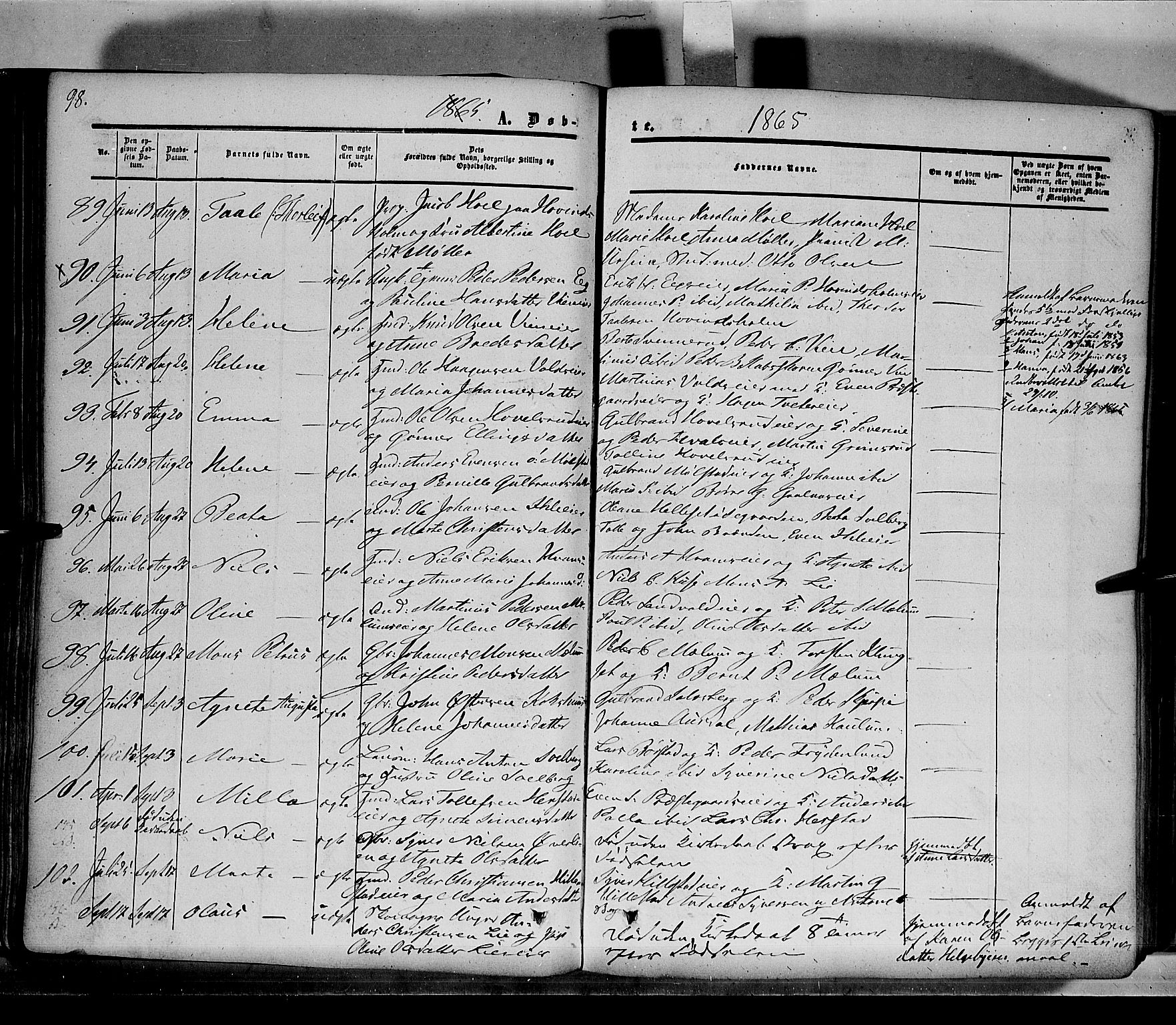 Nes prestekontor, Hedmark, AV/SAH-PREST-020/K/Ka/L0004: Parish register (official) no. 4, 1852-1886, p. 98