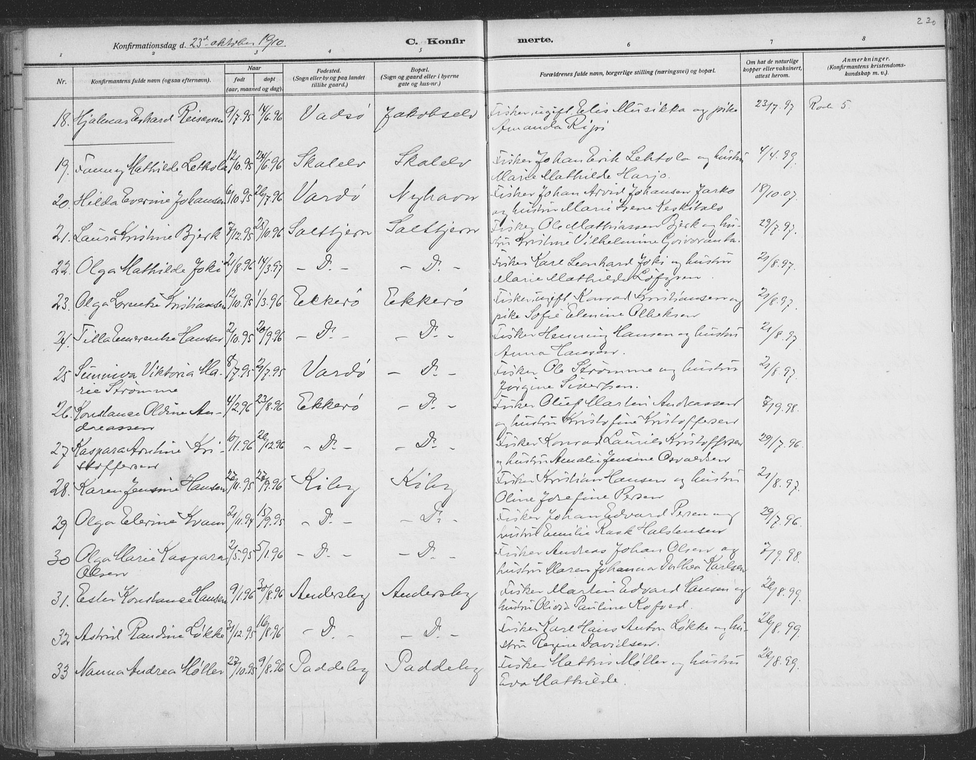 Vadsø sokneprestkontor, SATØ/S-1325/H/Ha/L0009kirke: Parish register (official) no. 9, 1881-1917, p. 230