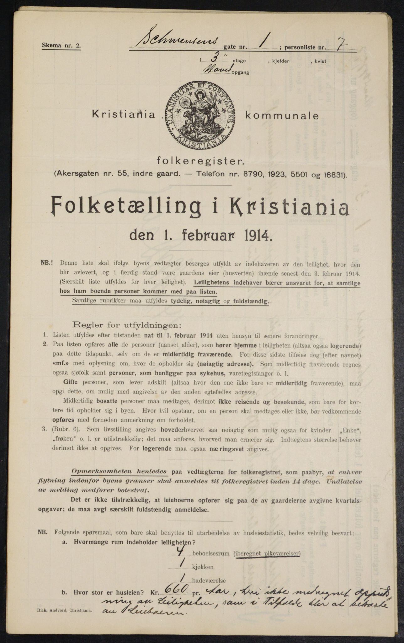 OBA, Municipal Census 1914 for Kristiania, 1914, p. 92491