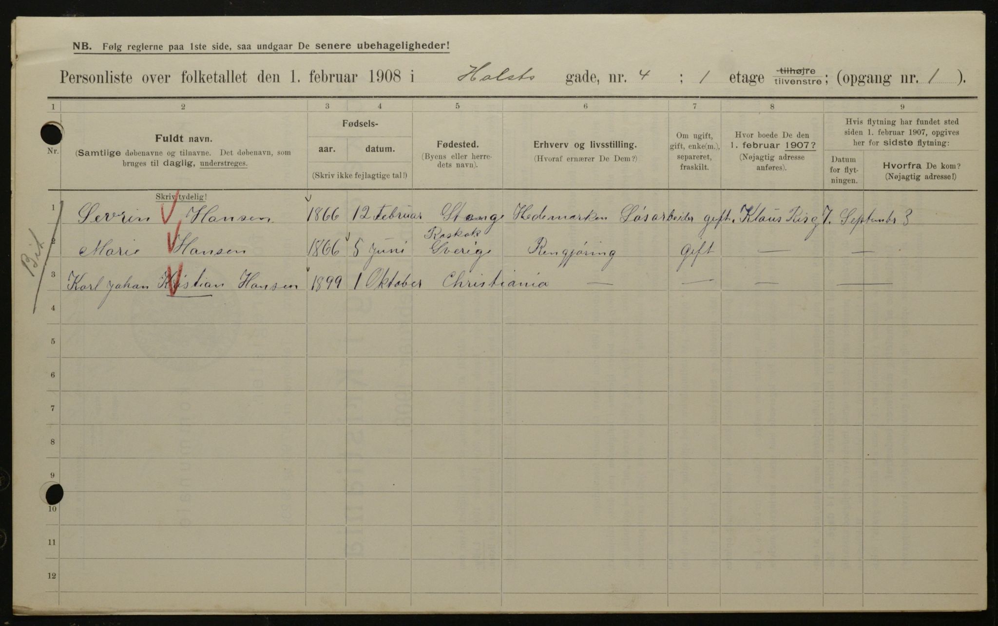 OBA, Municipal Census 1908 for Kristiania, 1908, p. 36852