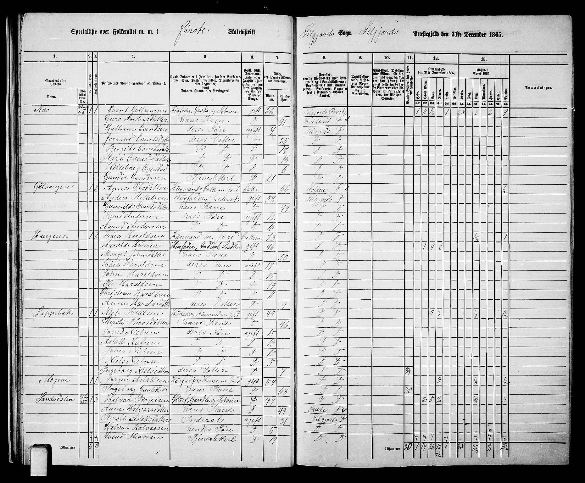 RA, 1865 census for Seljord, 1865, p. 25