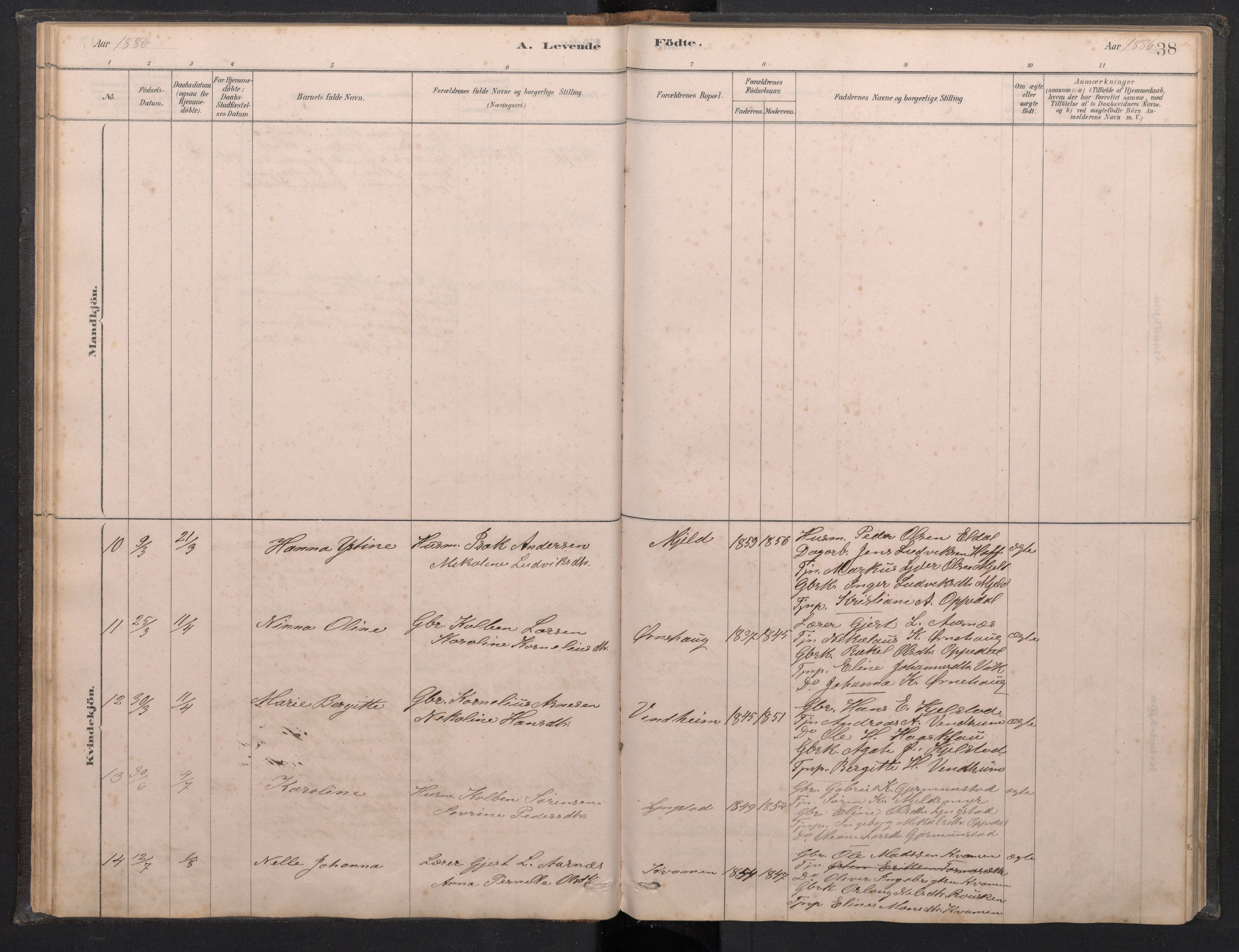 Gaular sokneprestembete, AV/SAB-A-80001/H/Hab: Parish register (copy) no. C 3, 1878-1897, p. 37b-38a