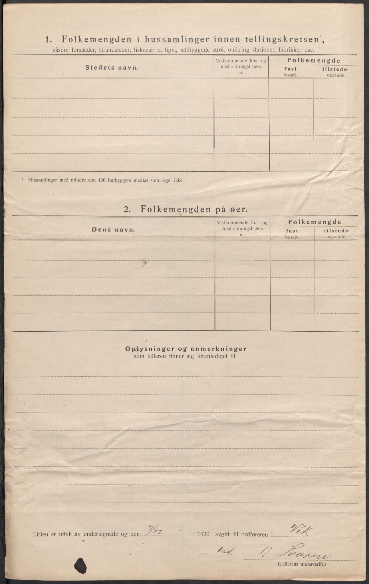 SAB, 1920 census for Vik, 1920, p. 41