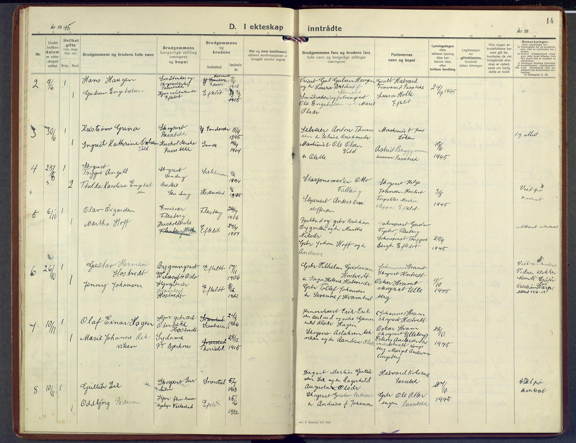 Sandsvær kirkebøker, AV/SAKO-A-244/F/Fb/L0004: Parish register (official) no. II 4, 1939-1971, p. 14