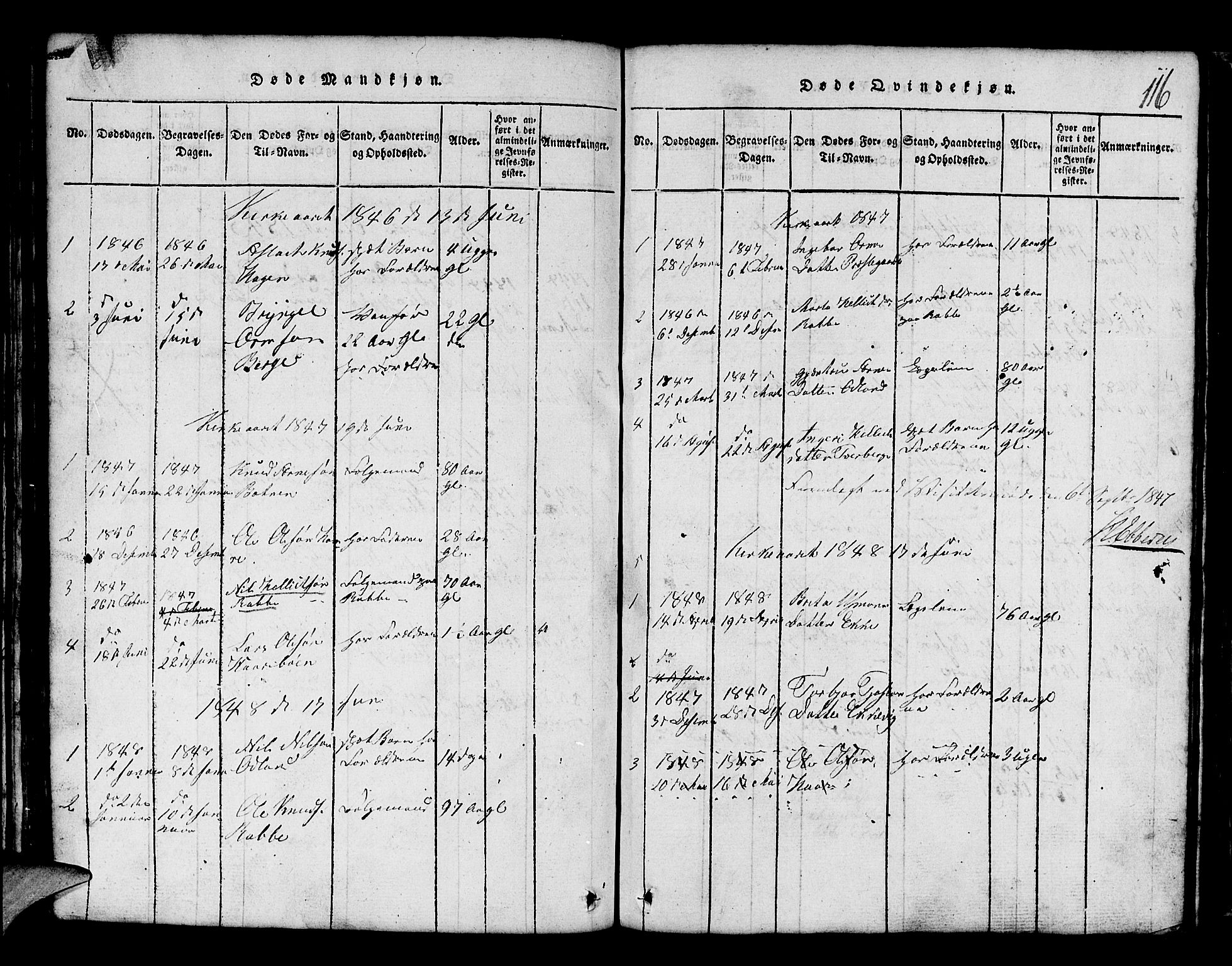 Røldal sokneprestembete, SAB/A-100247: Parish register (copy) no. A 1, 1817-1860, p. 116