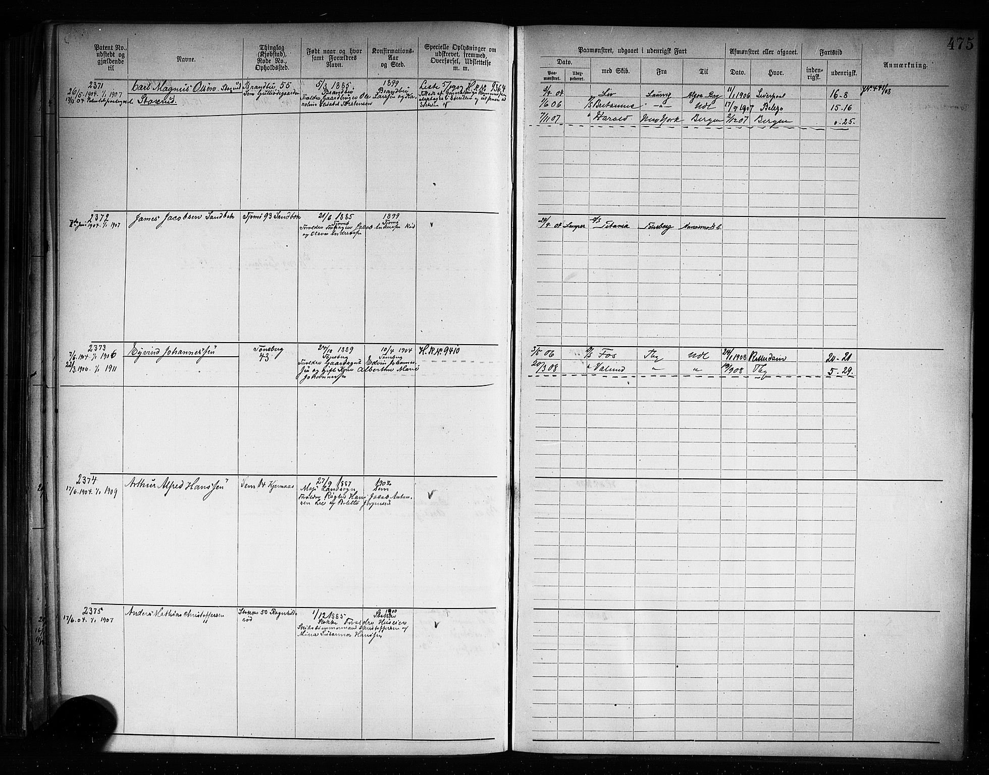 Tønsberg innrulleringskontor, AV/SAKO-A-786/F/Fb/L0008: Annotasjonsrulle Patent nr. 1-2405, 1894-1904, p. 476
